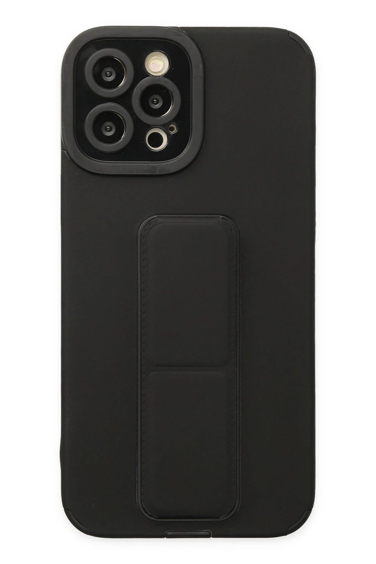 CepteToptan iPhone 12 Pro Max Kılıf Mega Standlı Silikon - Siyah