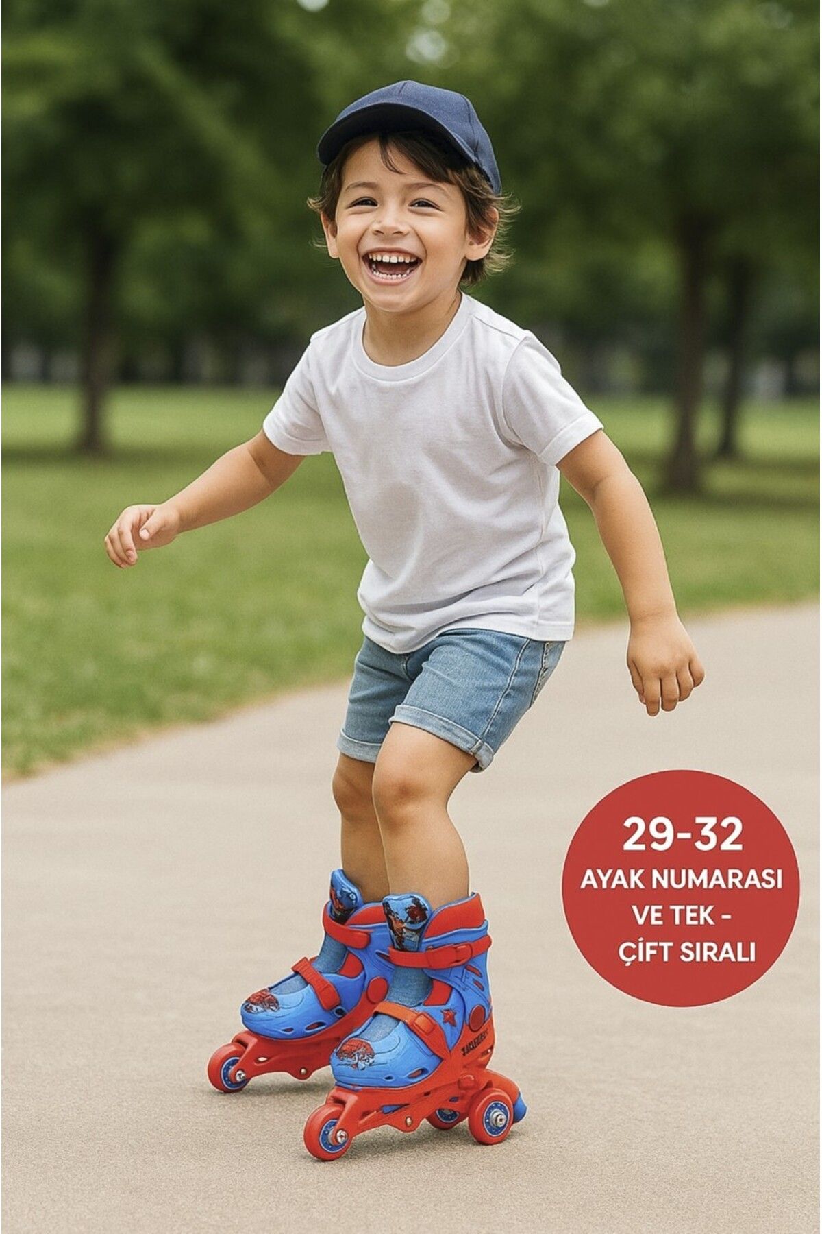 TOYFEST Spider-Man Örümcek Adam Desenli Inline 3 Tekerlekli Paten - (29 - 32 Numara için Ayarlanabilir)