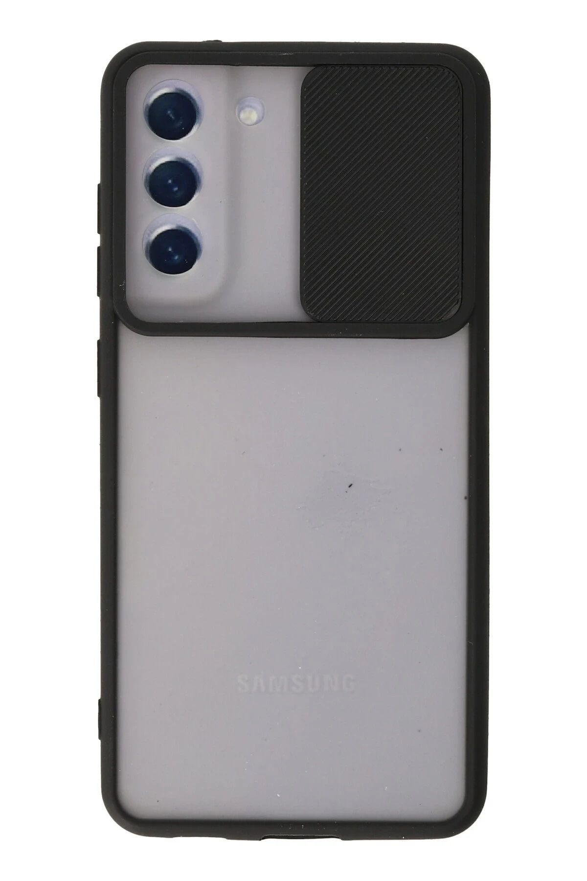 CepteToptan Samsung Galaxy S21 FE Kılıf Palm Buzlu Kamera Sürgülü Silikon - Siyah