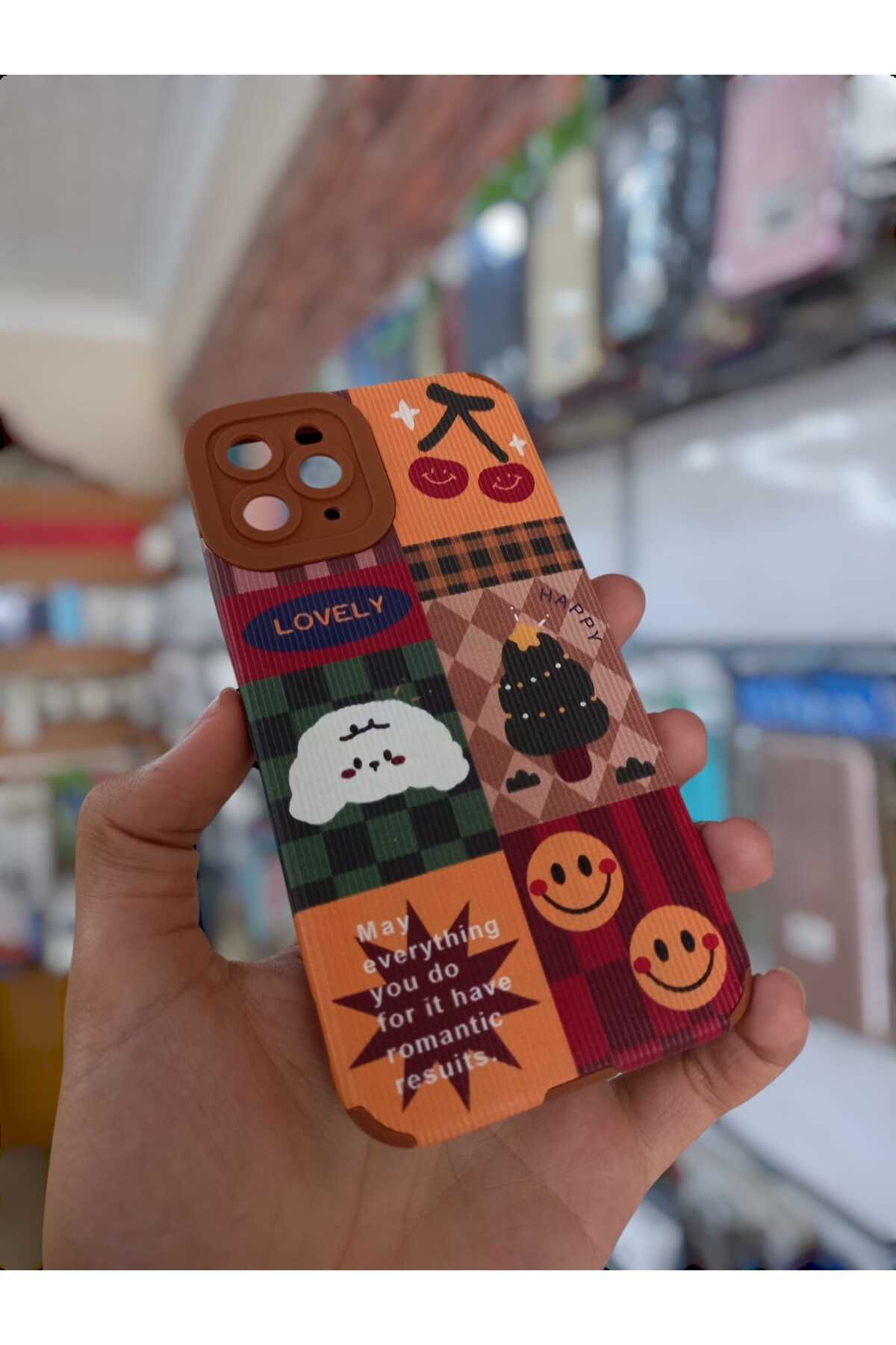 shop iPhone 11 Pro Uyumlu Renkli Desenli Silikon Telefon Kılıfı - Retro Tarz