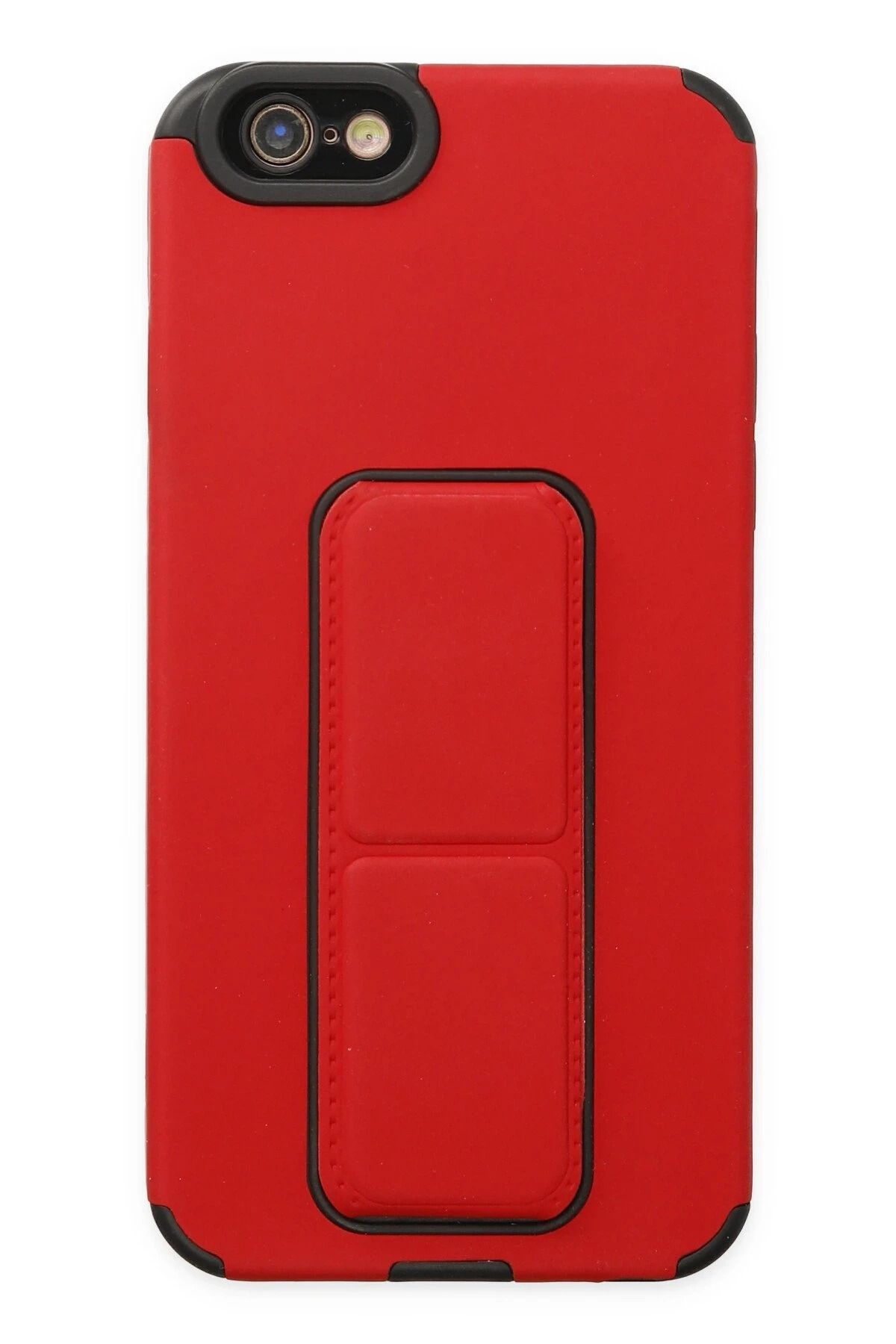 CepteToptan iPhone 6 Kılıf Mega Standlı Silikon - Kırmızı