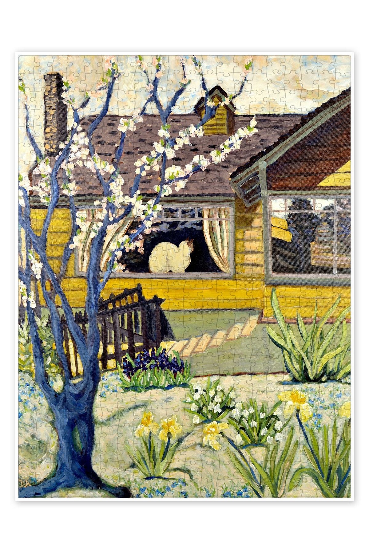 Jeronkarji Sarı Kedili Ev 500 Parça Puzzle Yapboz Kedi Köpek Temalı Doğa ve Orman Hayvanları
