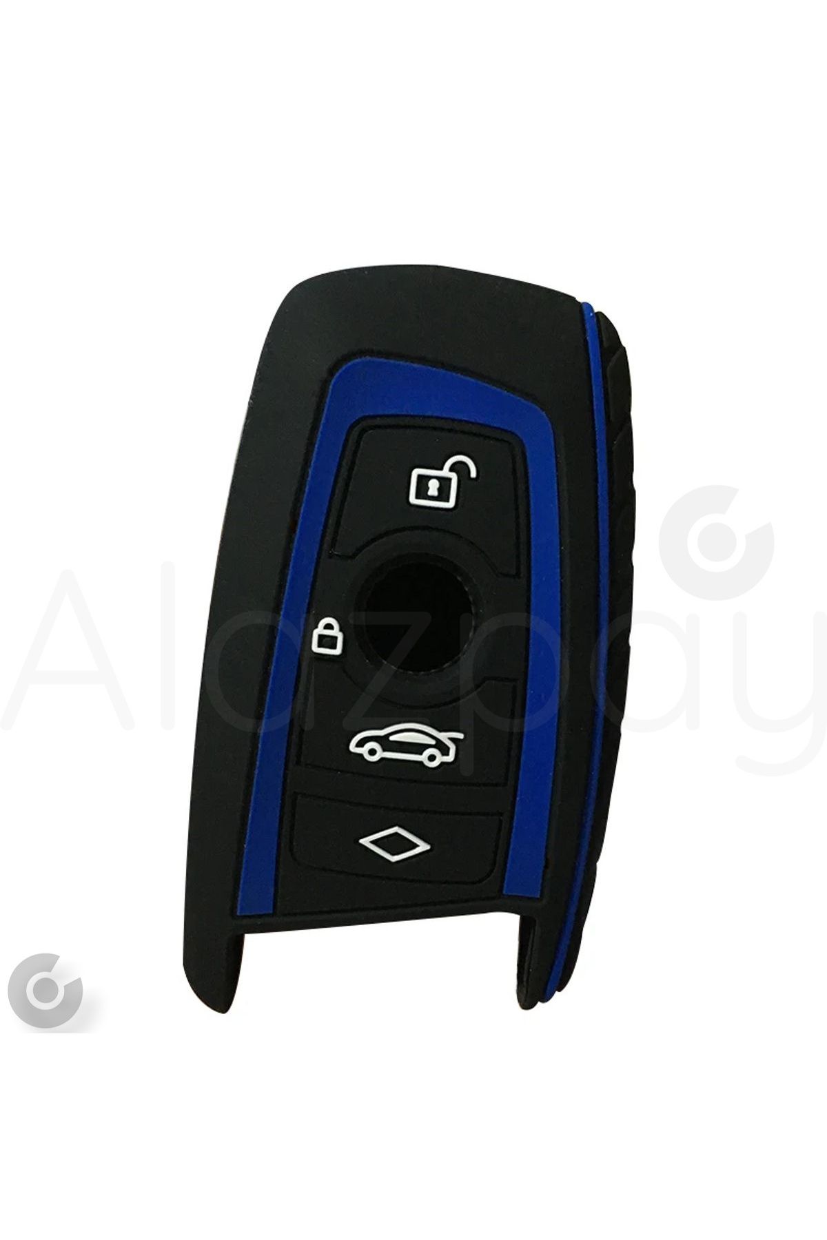 Alazpay BMW 1 3 5 7 Serisi F30 F25 F20 F18 F16 F15 F10 & X1 X3 X4 X5 Silikon Anahtar Kılıfı (Siyah Mavi)
