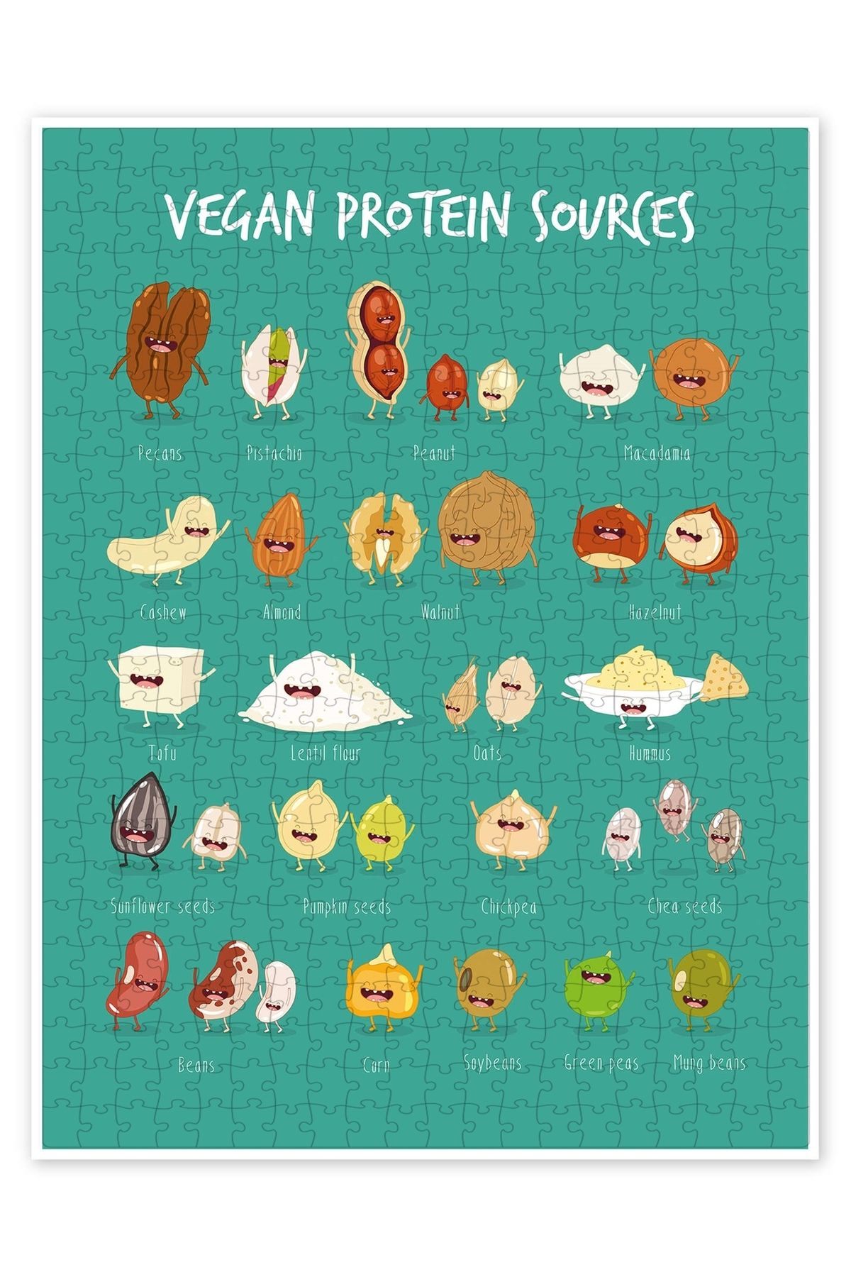 Jeronkarji Vegan protein kaynakları 500 Parça Puzzle Yapboz Mutfak Temalı Yetişkinler için