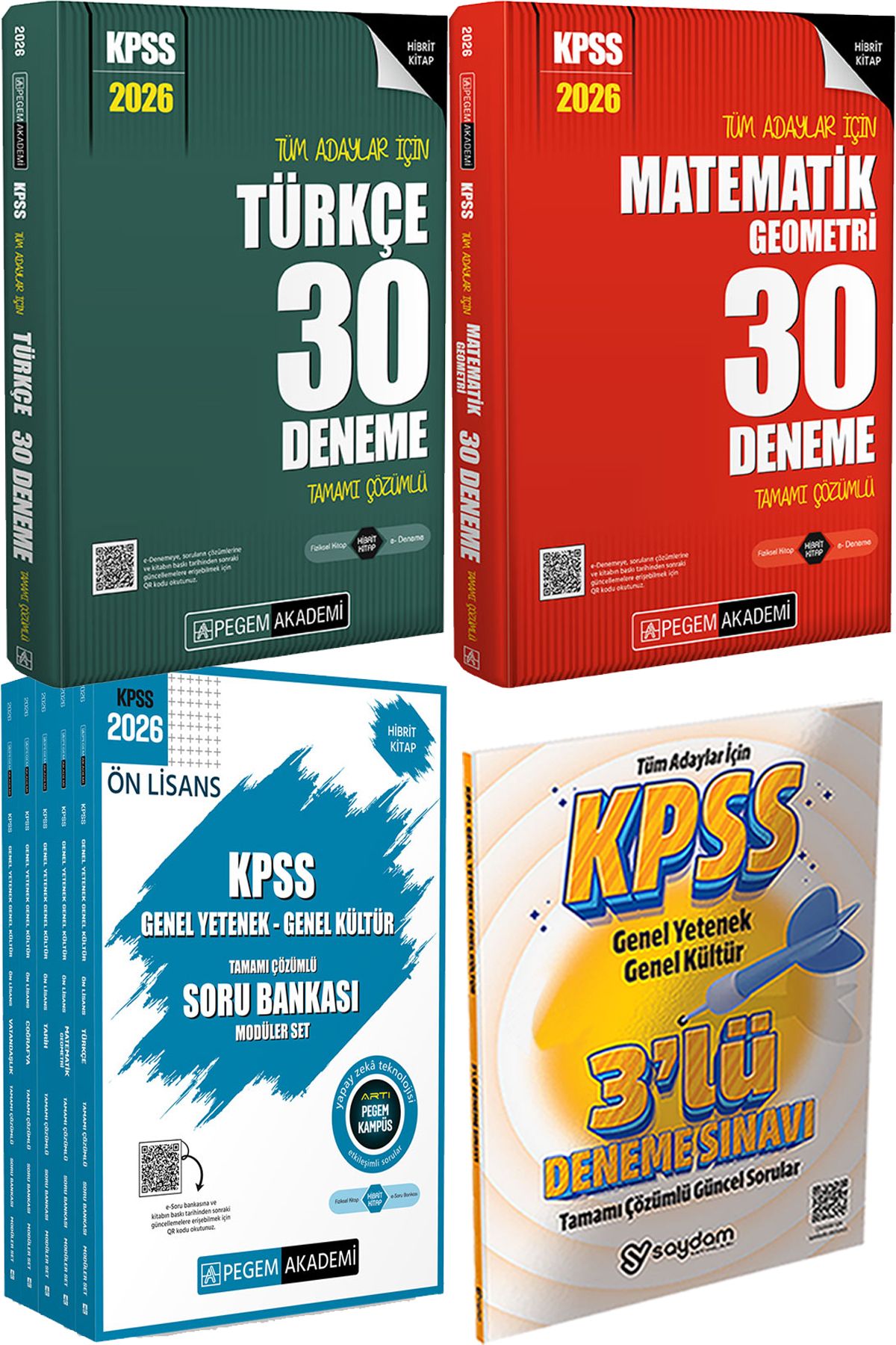 Pegem Akademi Yayıncılık 2026 KPSS Türkçe Matematik 30 Deneme - 2026 KPSS Ön Lisans Soru Modüler Set + 3 Deneme