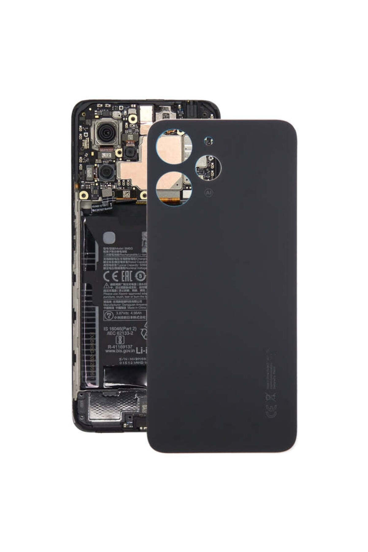 indirimplus Xiaomi Redmi 12 4G Arka Kapak Cam Pil Kapağı (Siyah)