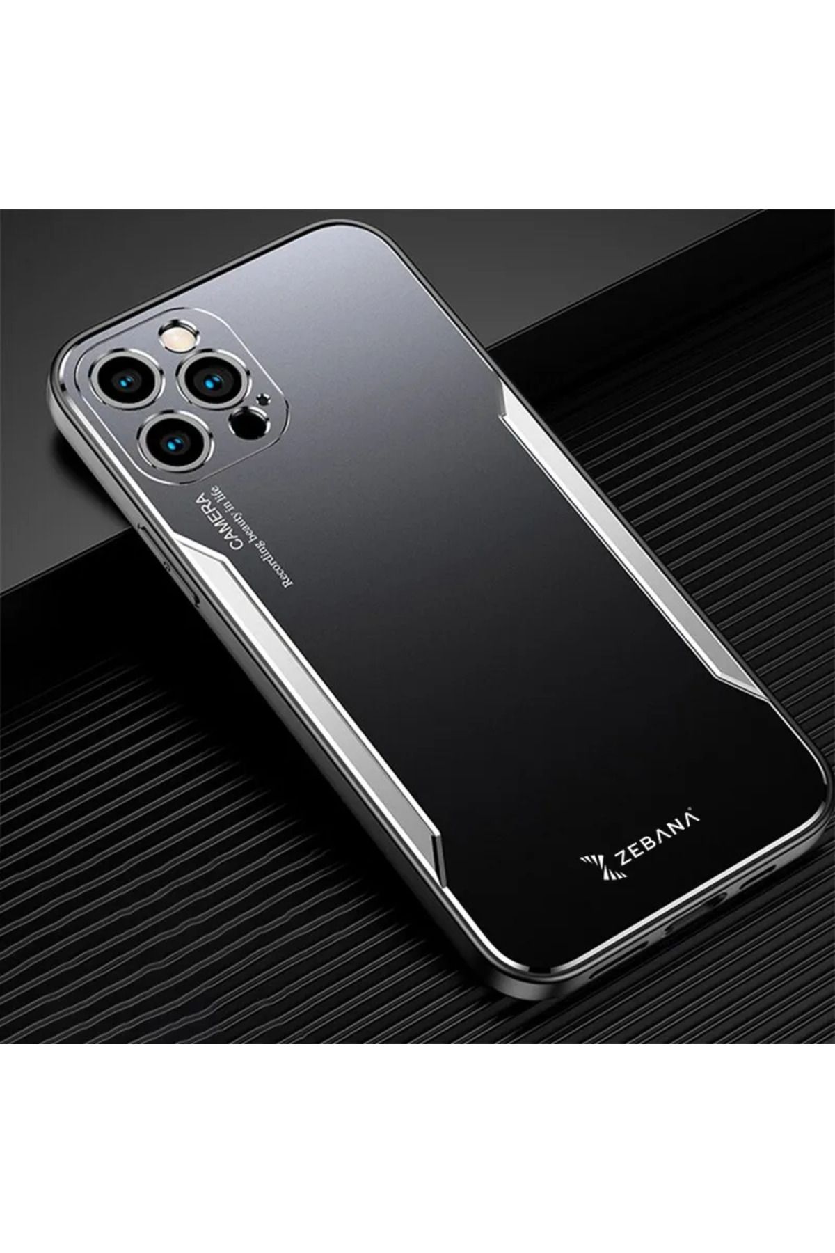 ARKAY Zebana Premium Metal Mitras Kılıf(Silikon Kenar) Gri