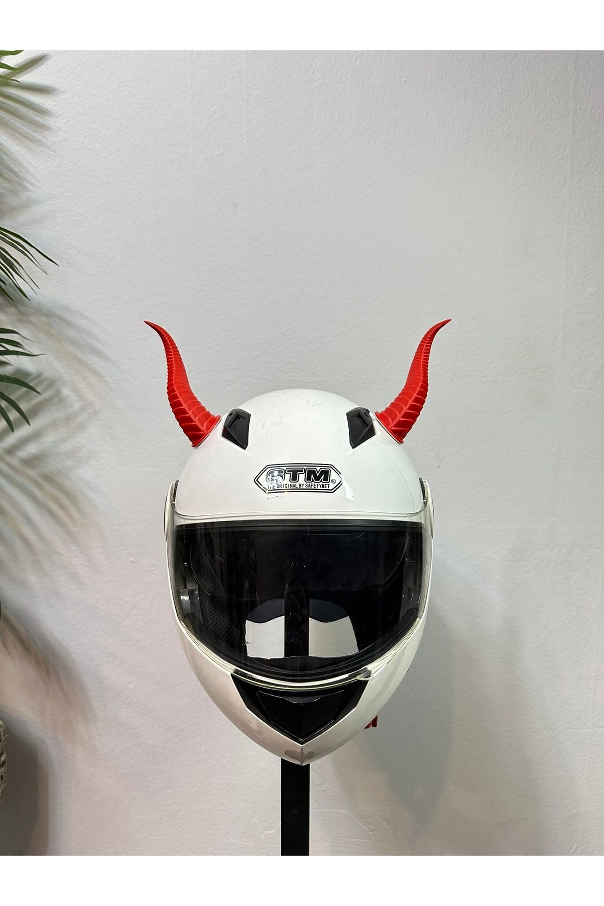 Butik Motor & Motosiklet Kırmızı Boynuz Kask Dış Aksesuarı