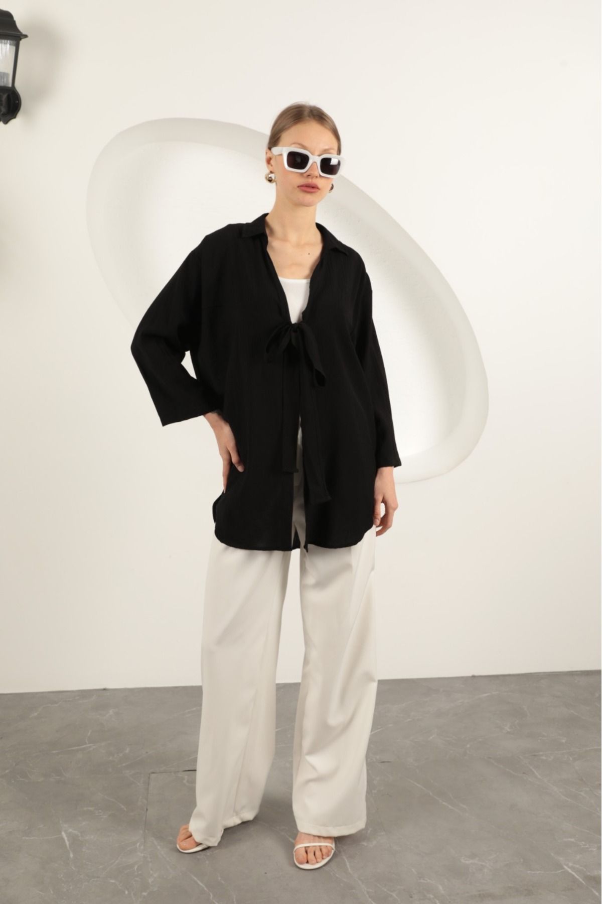 MODA ModaPerla Ağaç kabuğu kumaş pareo kimono
