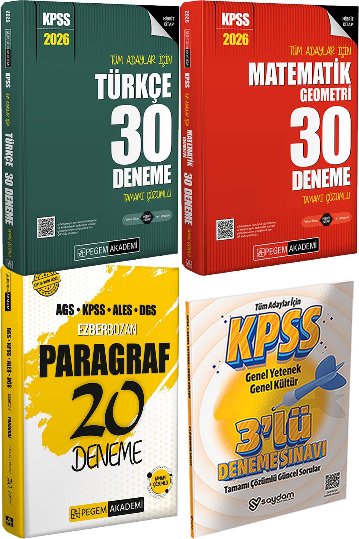 Pegem Akademi Yayıncılık 2026 KPSS Türkçe Matematik 30 Deneme - Ezberbozan Paragraf 20 Deneme + 3 Deneme