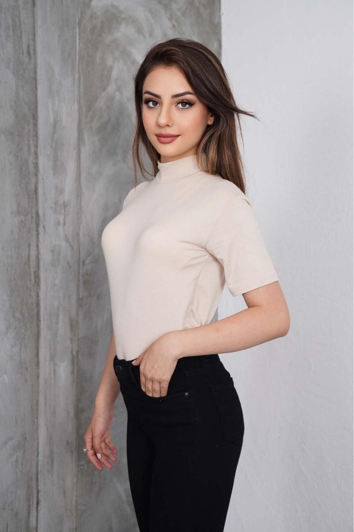 bykombincim Kısa Kollu %100 VİSKON Balıkçı Yaka Kadın BODY