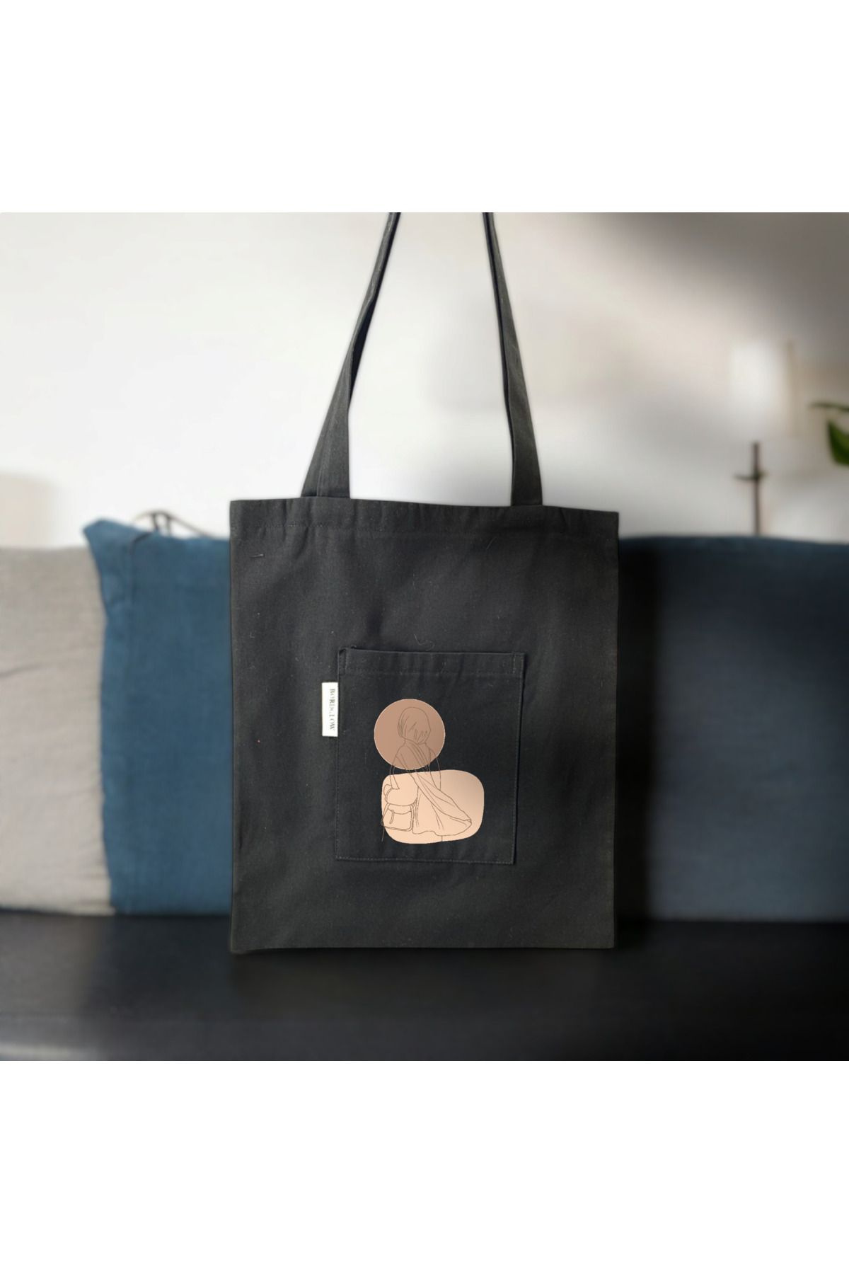 Bordglow Siyah Bez Çanta- Gabardin Kumaş -Bordglow
