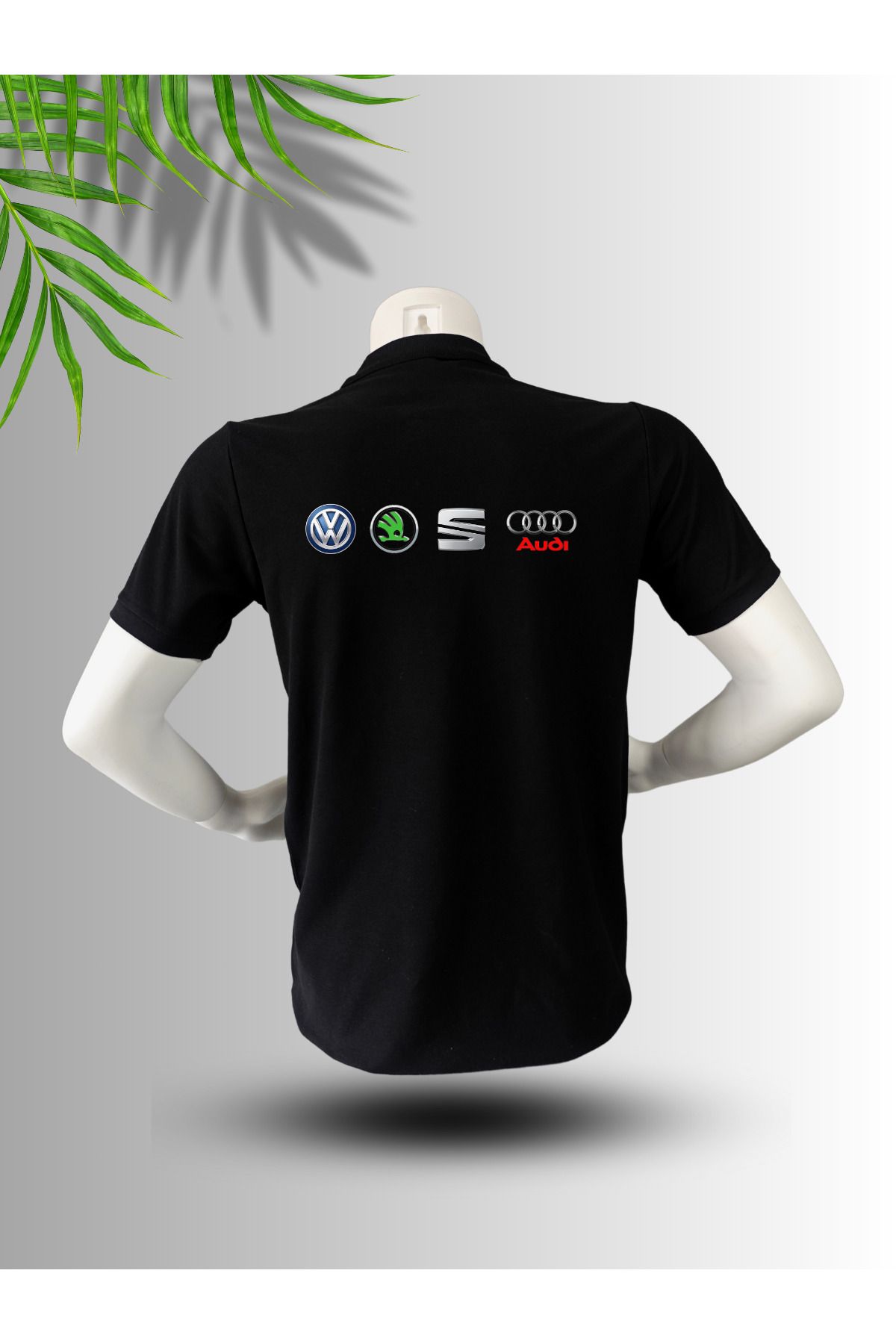 FROOY SEAT SKODA VW AUDİ Logo Baskılı Polo Yaka Pamuklu T-Shirt