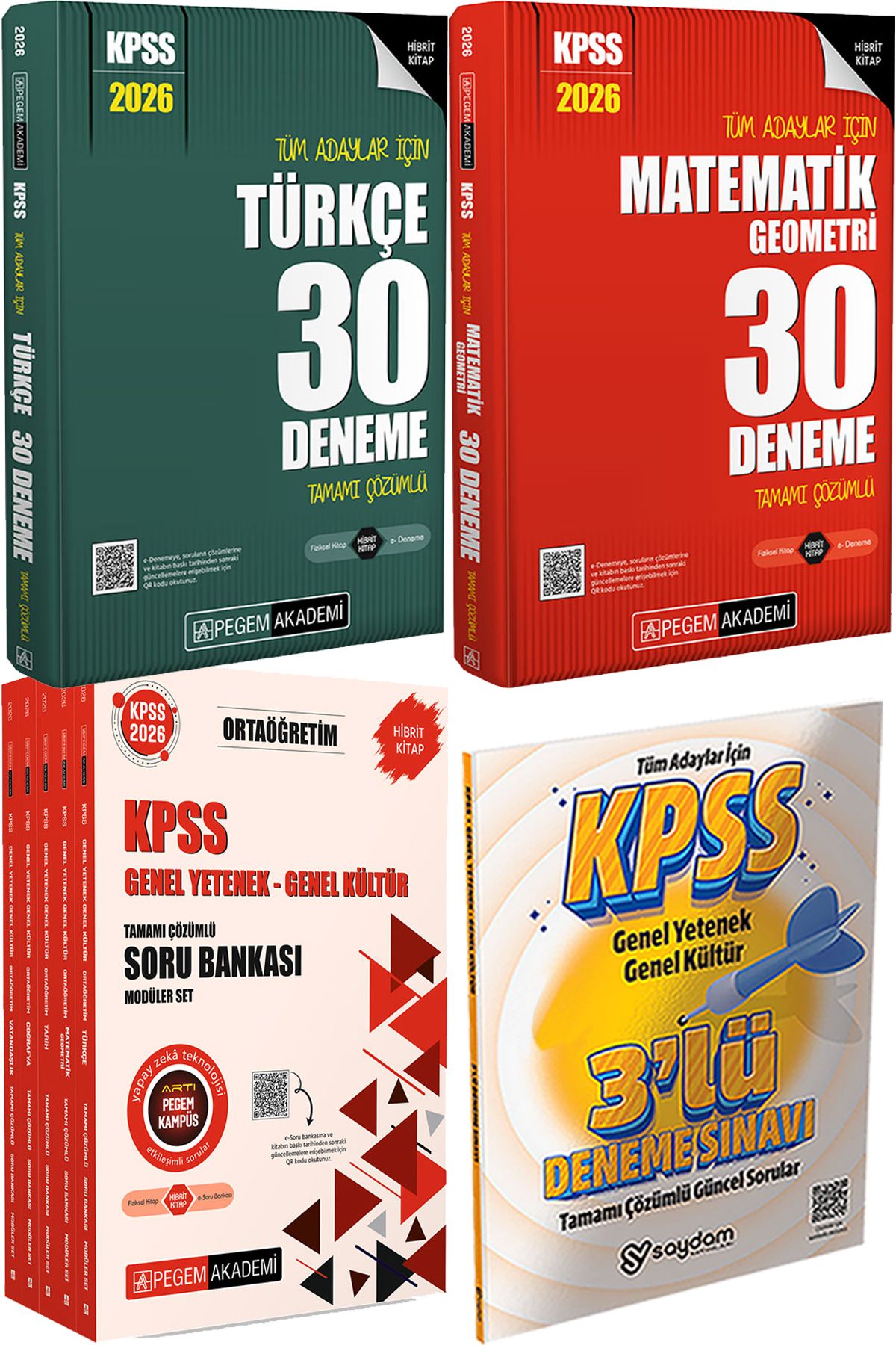 Pegem Akademi Yayıncılık 2026 KPSS Türkçe Matematik 30 Deneme - 2026 KPSS Ortaöğretim Soru Modüler Set + 3 Deneme