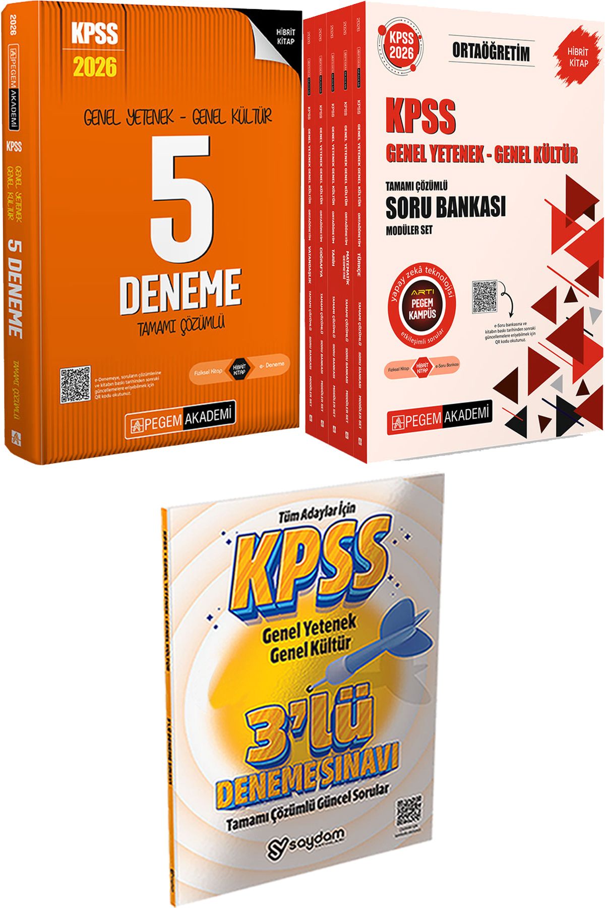 Pegem Akademi Yayıncılık 2026 KPSS Tamamı Çözümlü 5 Deneme - 2026 KPSS Ortaöğretim Soru Modüler Set + 3 Deneme