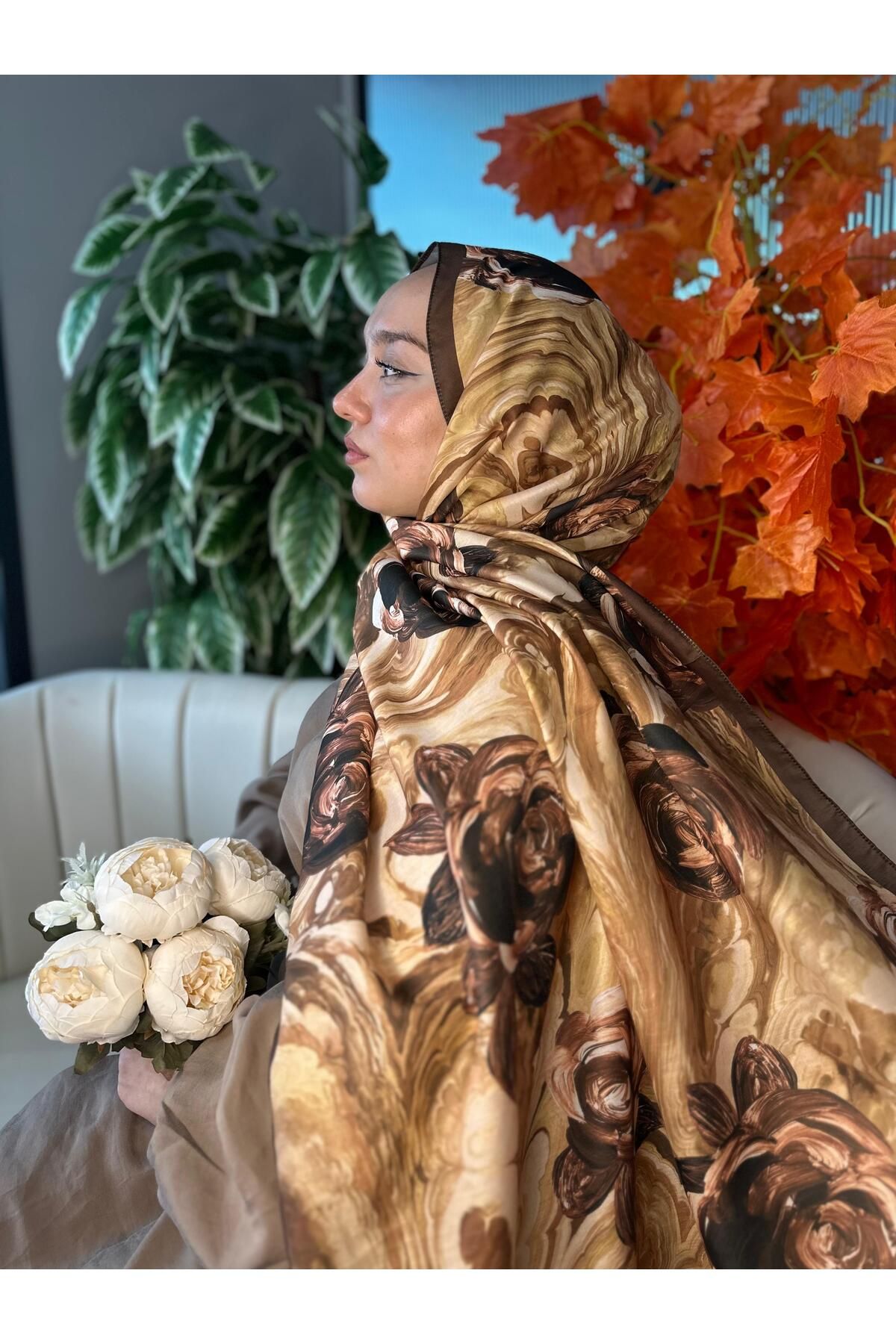 Oxygen Scarfs Summer Rose Desen Pamuk İpek Şal-12000