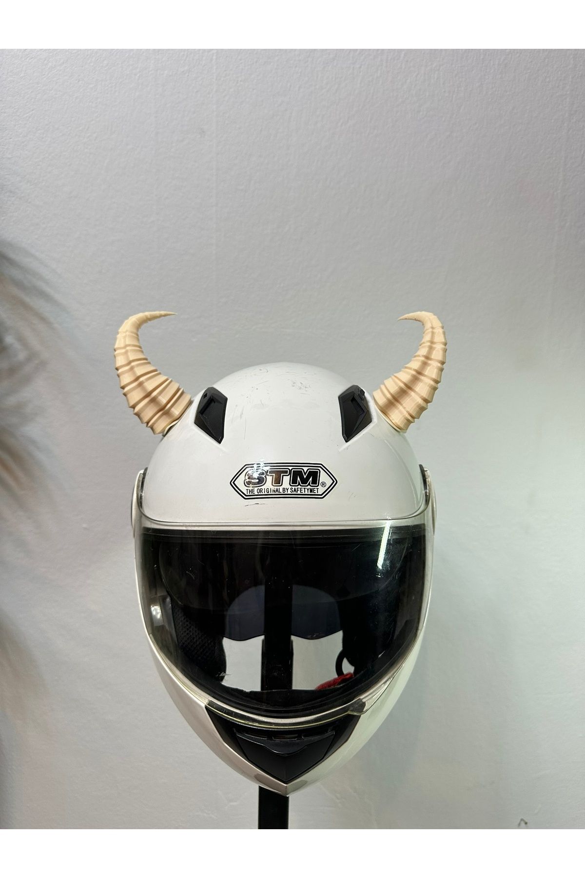 Butik Motor & Motosiklet Bej Viking Boynuz Kask Dış Aksesuarı