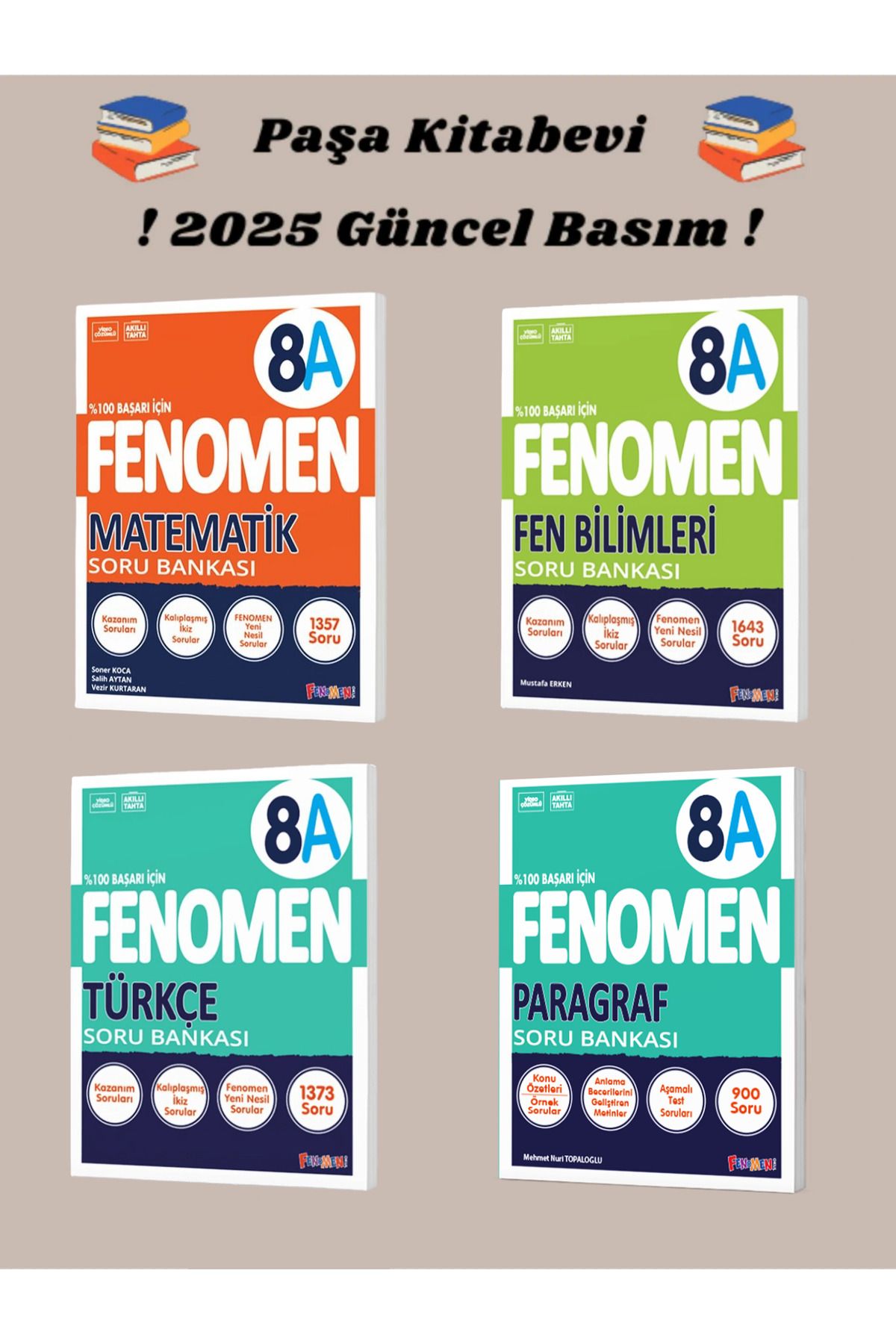 Fenomen Yayıncılık 8. Sınıf Matematik - Fen Bilimleri - Türkçe - Paragraf (A SET) Soru Bankası