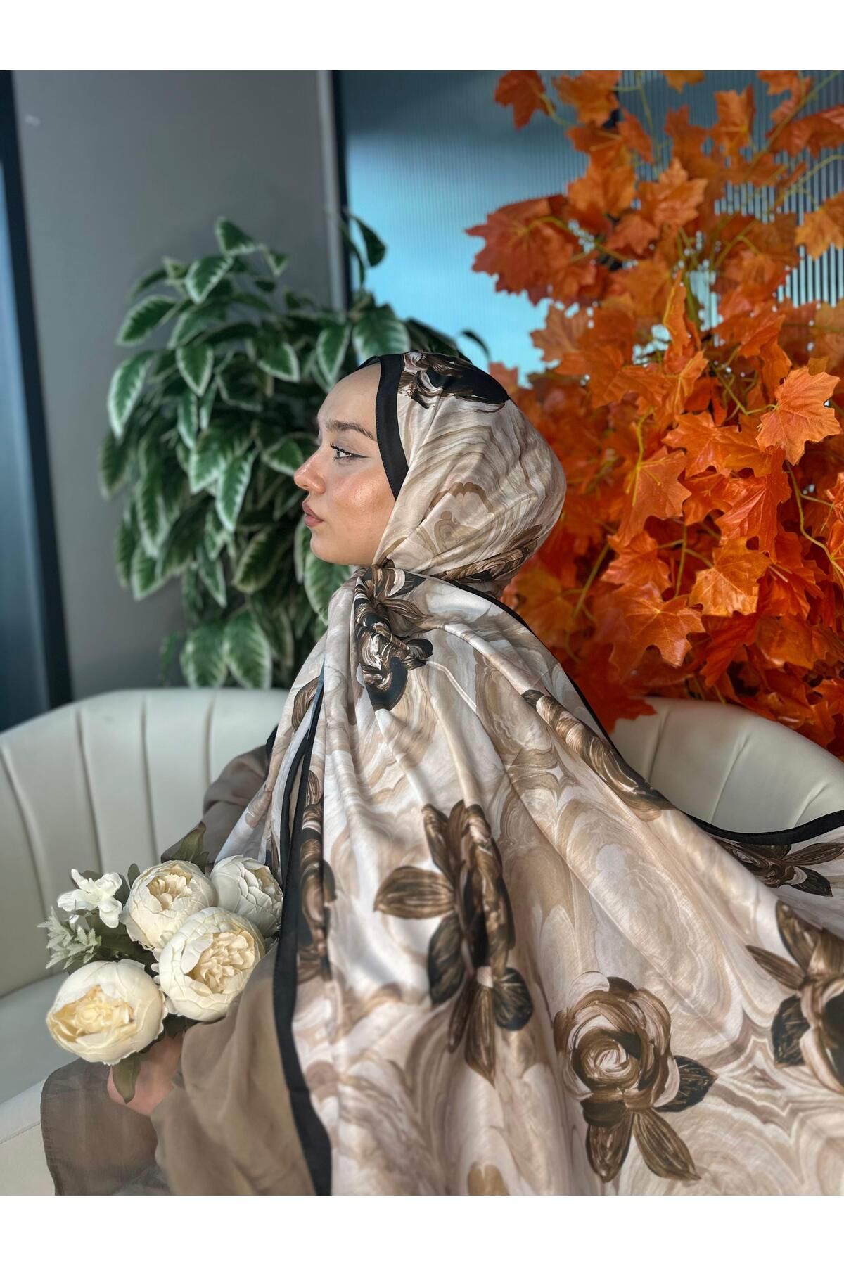 Oxygen Scarfs Summer Rose Desen Pamuk İpek Şal-12000