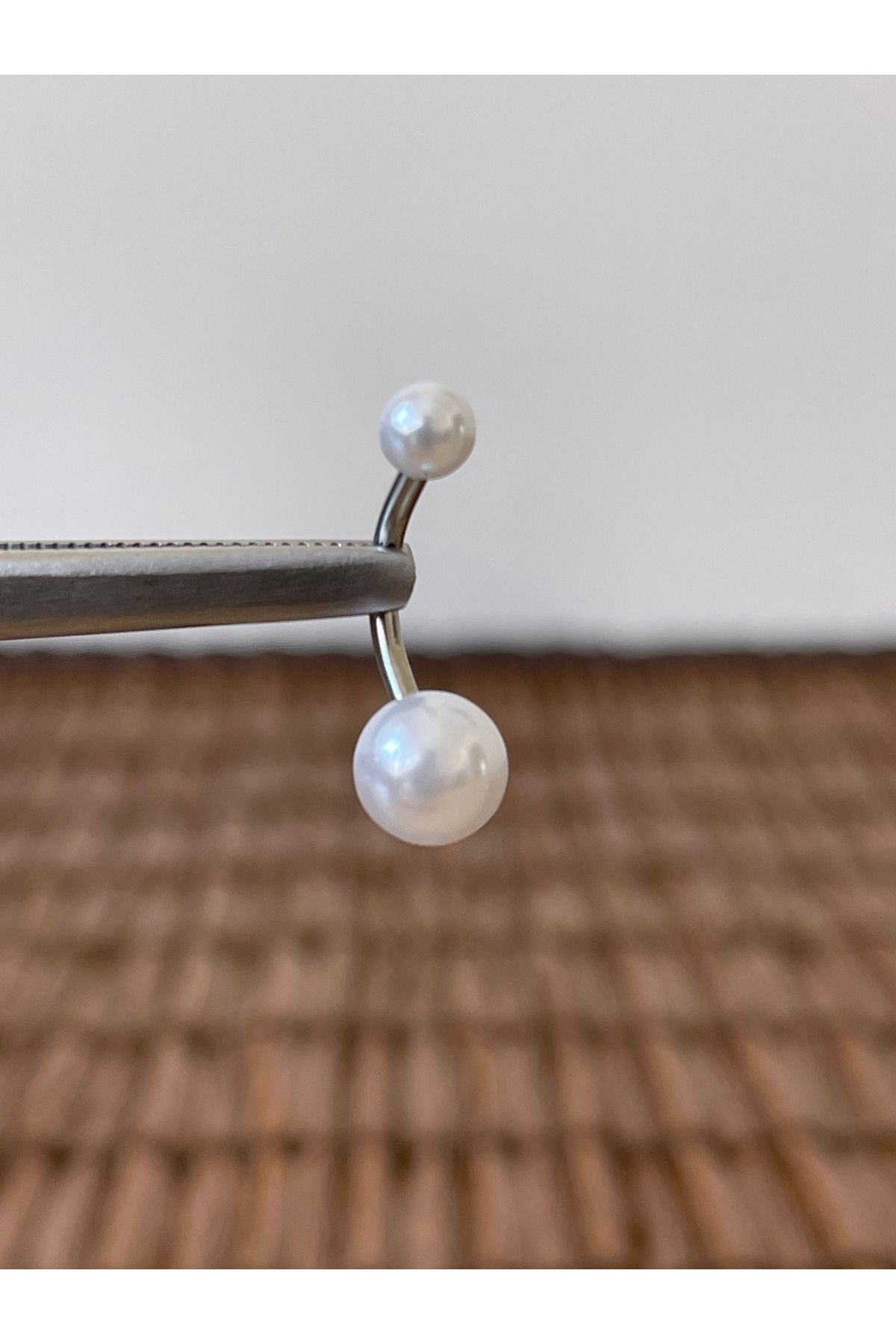 Rupen Kraft 316 L Cerrahi Çelik Anti Alerjik 10 mm İncili Göbek Piercingi inci Piercing