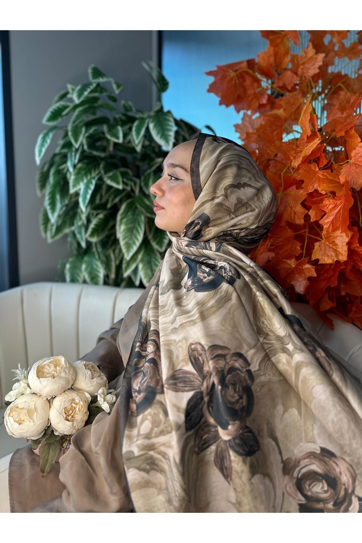 Oxygen Scarfs Summer Rose Desen Pamuk İpek Şal-12000