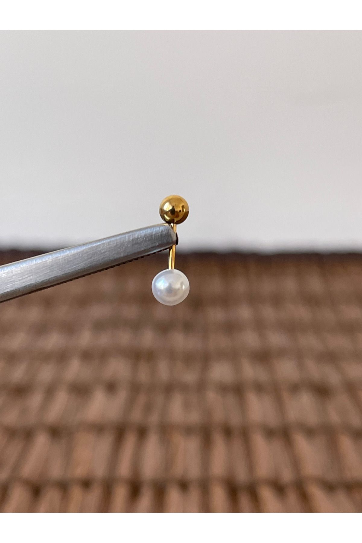 Rupen Kraft 316 L Cerrahi Çelik Anti Alerjik 8 mm İncili Kıkırdak Helix Tragus Piercingi