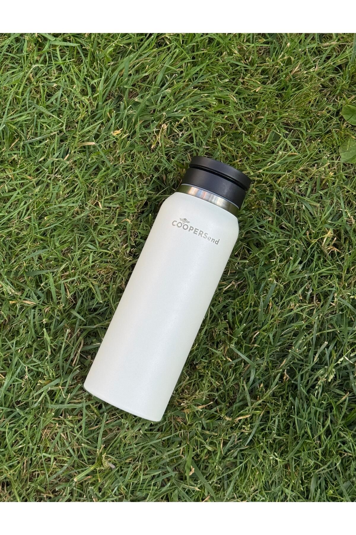 EVALEIN COOPERSend Siyah Paslanmaz Çelik Telefon Tutacaklı Taşınabilir Pipetli Termos - 600 ML