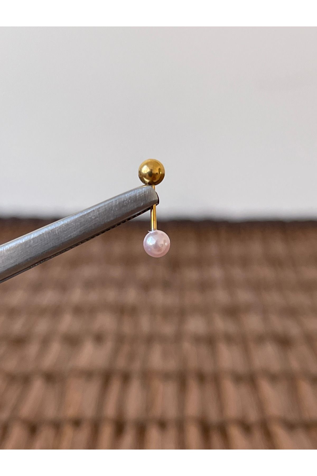 Rupen Kraft 316 L Cerrahi Çelik Anti Alerjik 8 mm İncili Kıkırdak Helix Tragus Piercingi