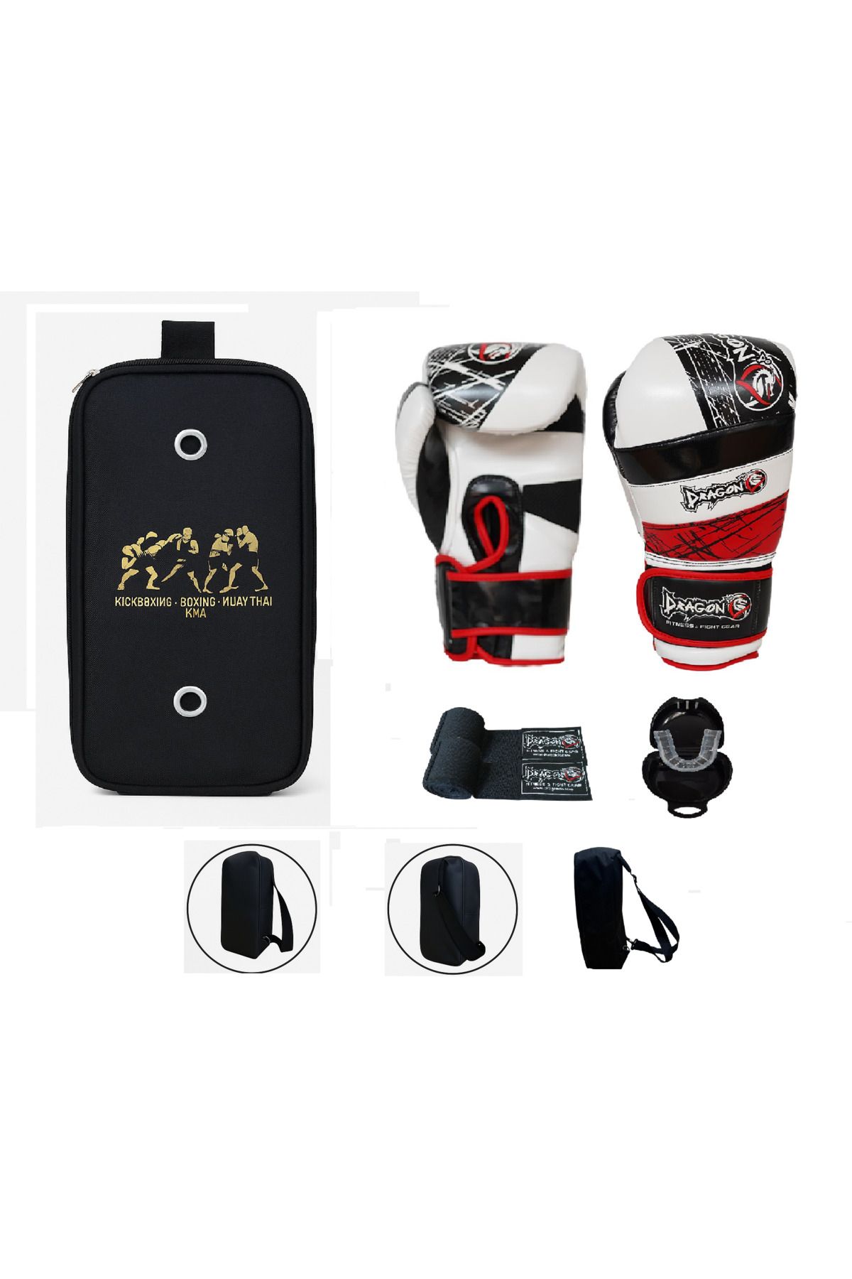 Dragondo REDLAND Boks Muay Thai Kick Boks Eldiveni 3'lü Set ve Eldiven Taşıma Çantalı, Giftoom Gloves Bag