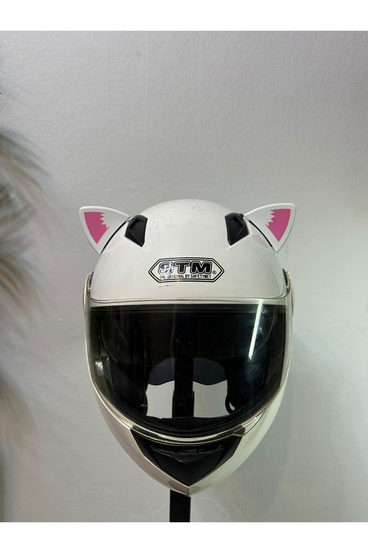 Butik Motor & Motosiklet Pembe Desenli Kedi Kulak Kask Dış Aksesuarı