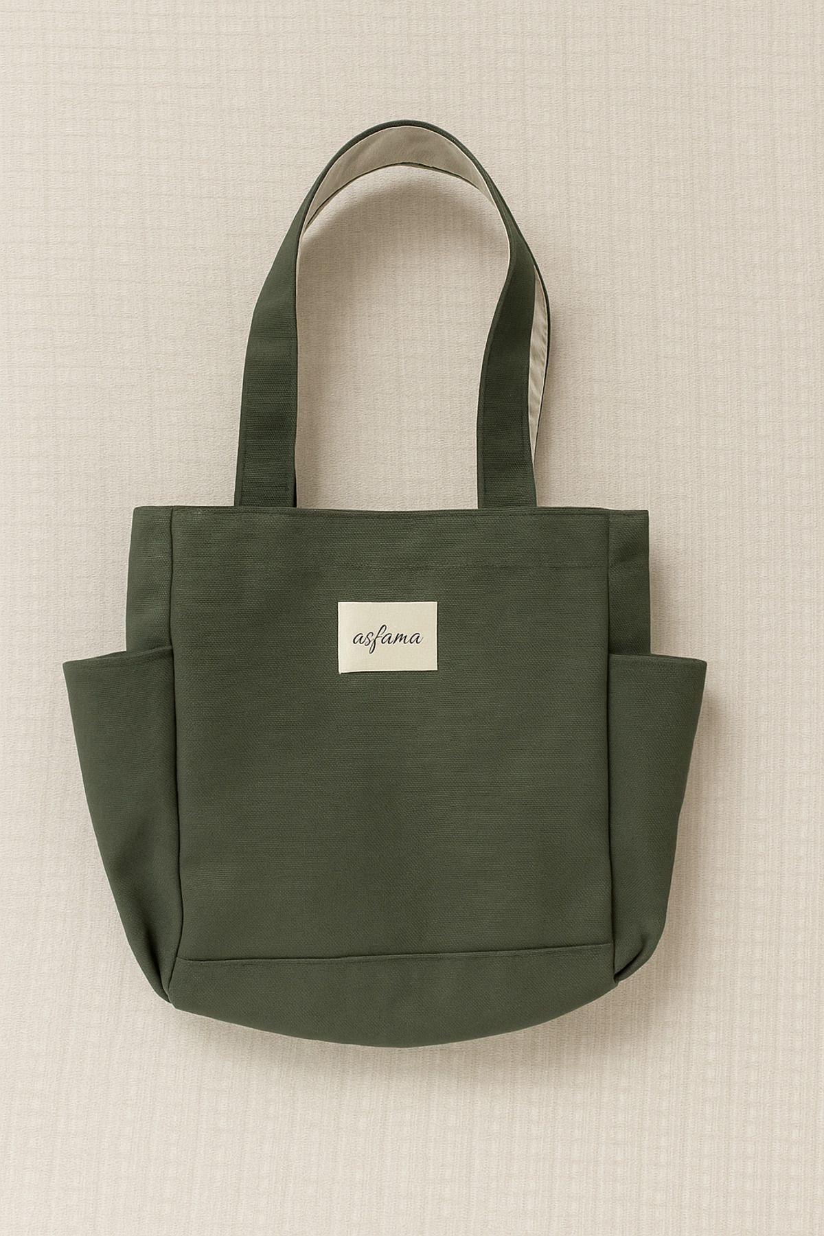 ASFAMA Çıtçıtlı Kanvas Çanta Omuz Askılı Tote Bag