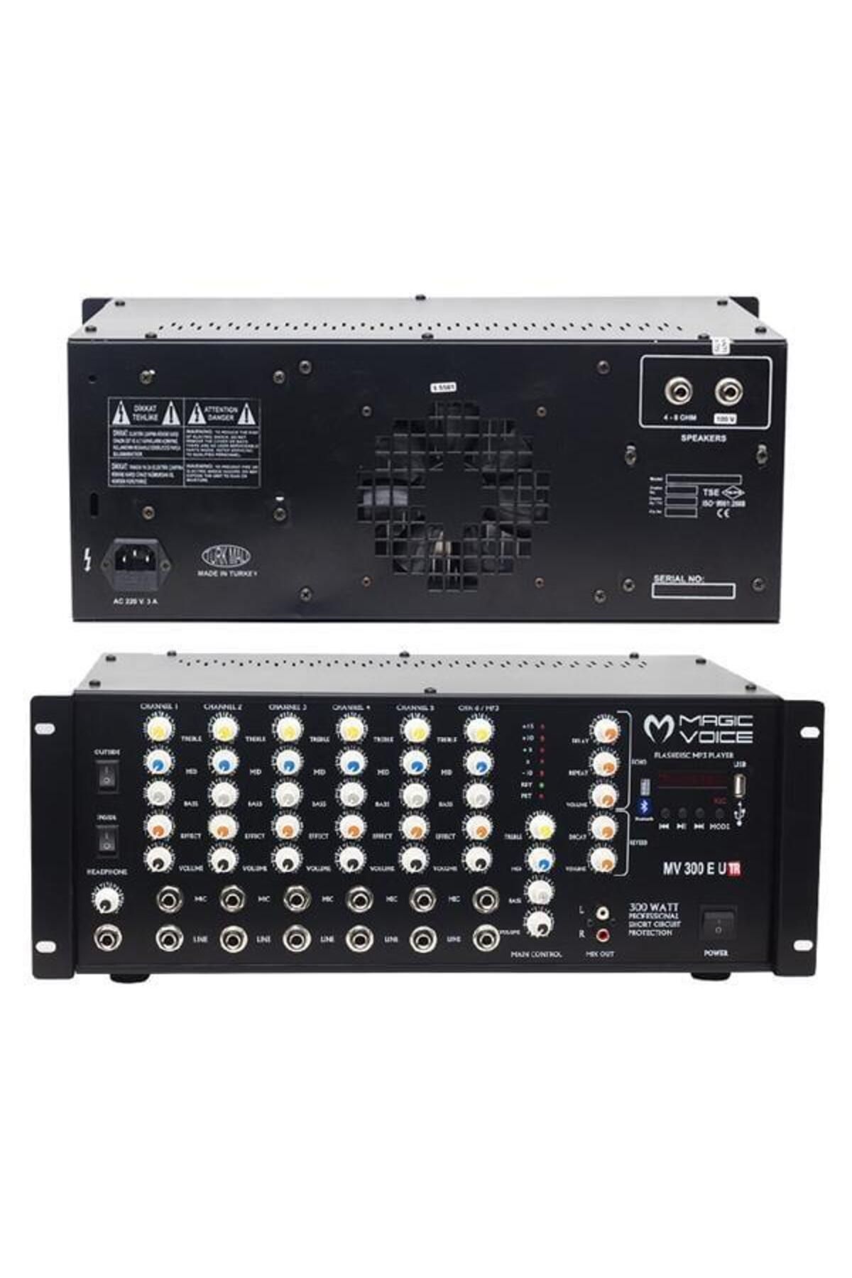 Pİ GLOBAL Magicvoice Mv-300Ef-Tr 300 Watt 6 Mikrofon Girişli Usb-Bluetooth Destekli Trafolu Mixer Anfi