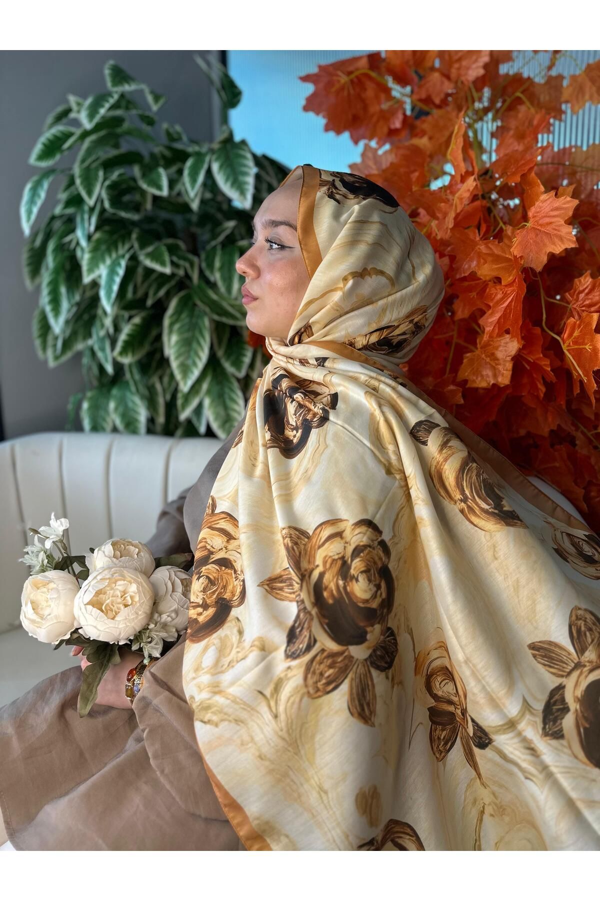 Oxygen Scarfs Summer Rose Desen Pamuk İpek Şal-12000