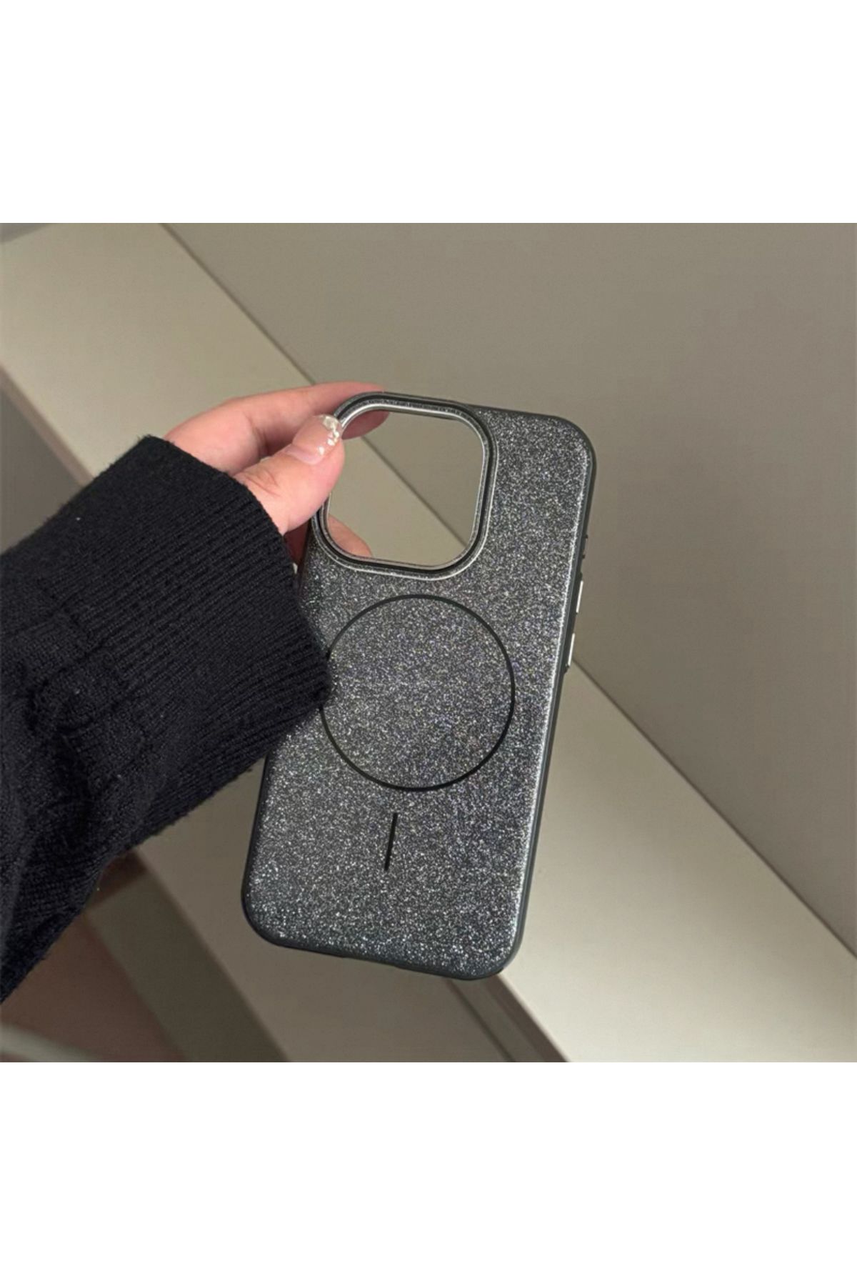 EDELFU iPhone 14 ve 13 UYUMLU Simli Silikon Kamera Çıkıntılı Parlak Gösterişli Magsafeli Koruyucu Kılıf