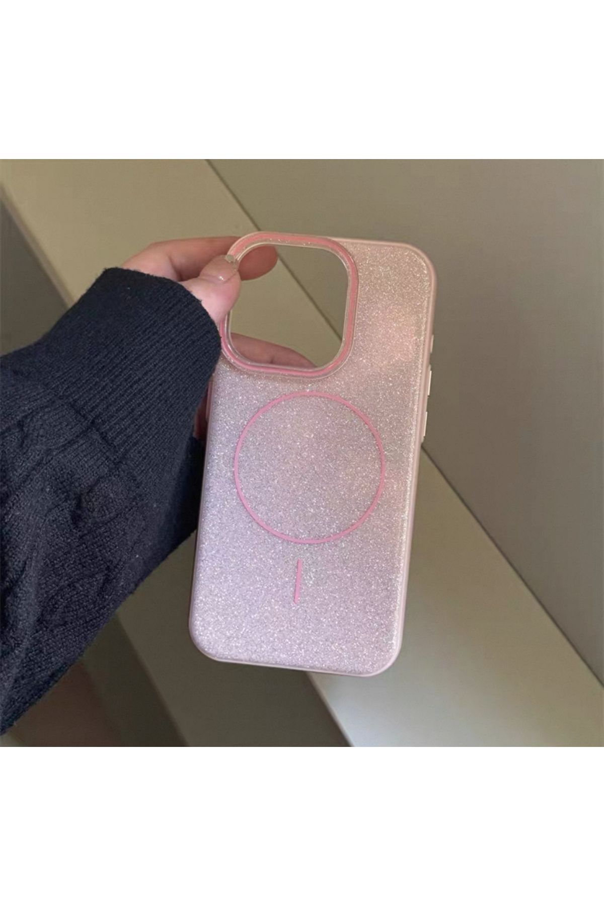 EDELFU iPhone 14 ve 13 UYUMLU Simli Silikon Kamera Çıkıntılı Parlak Gösterişli Magsafeli Koruyucu Kılıf