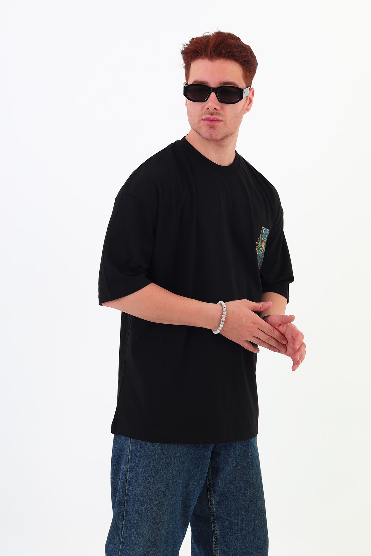 mantova GETLOST-Oversize Tişört | Sırt Baskılı – Minimal Göğüs Desenli Unisex Tshirt