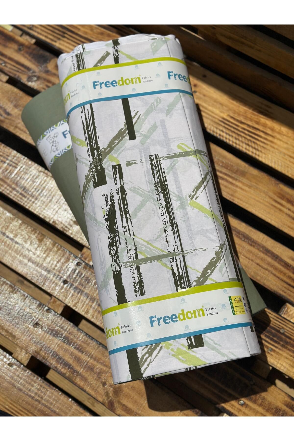 Freedom Geometrik Çizgili Kumaş - 100% Pamuk 30 Metre 1 Top Kumaş 240 cm en - Nevresimlik Ranforce Kumaş