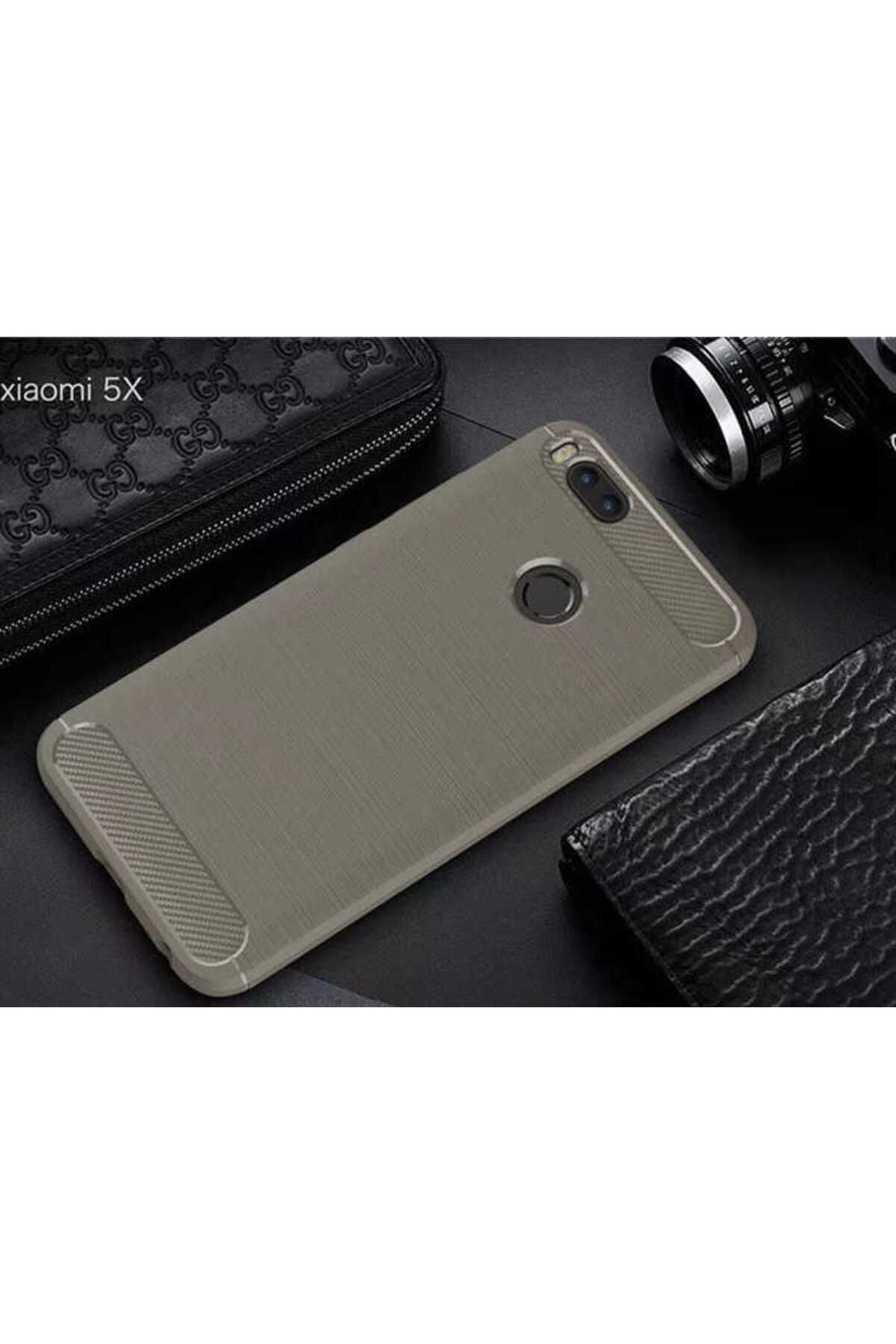 Ehr. Xiaomi Mi A1/5X ile Uyumlu Kamera Korumalı Darbe Önleyici Carbon Brushed Silikon Kılıf