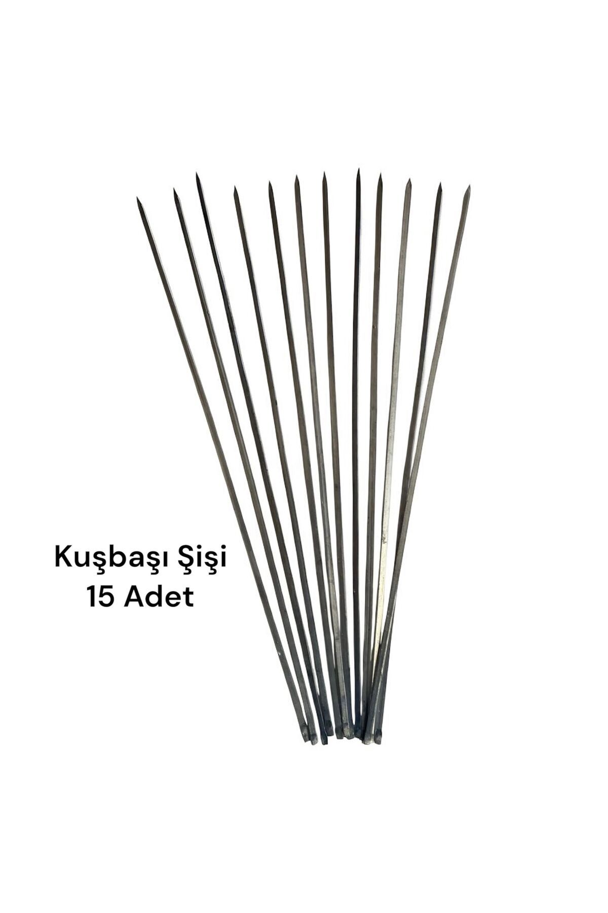 YILMAZNARGİLE 15 adet Kuşbaşı Şişi 60 cm ,Et Mangal Yassı Şiş,Barbekü Şişi,Mangal Kuşbaşı Şişi