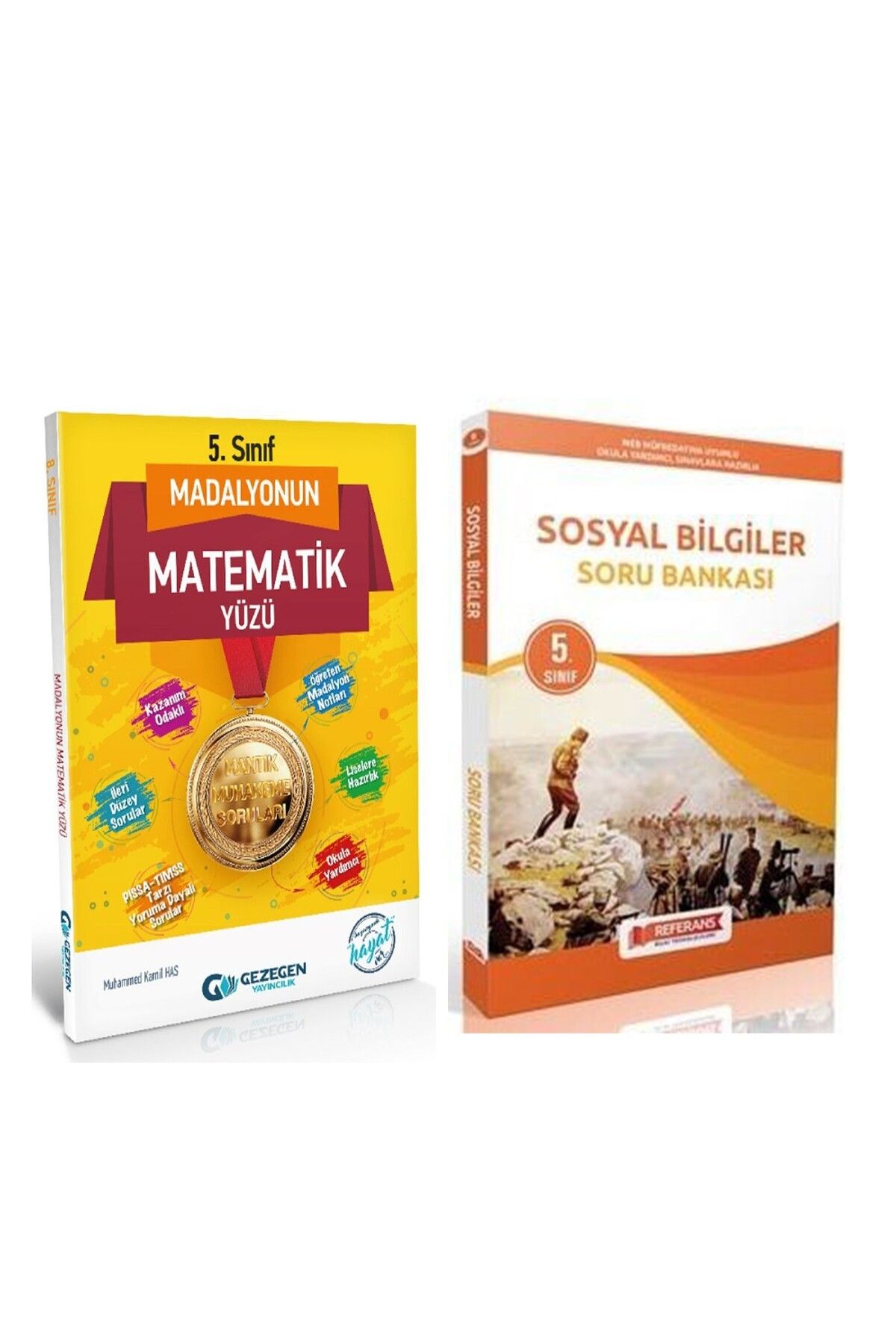 Referans Yayınları Gezegen 5. Sınıf Madalyonun Matematik Yüzü ve Referans Sosyal Bilgiler Soru Bankası Seti 2 Kitap