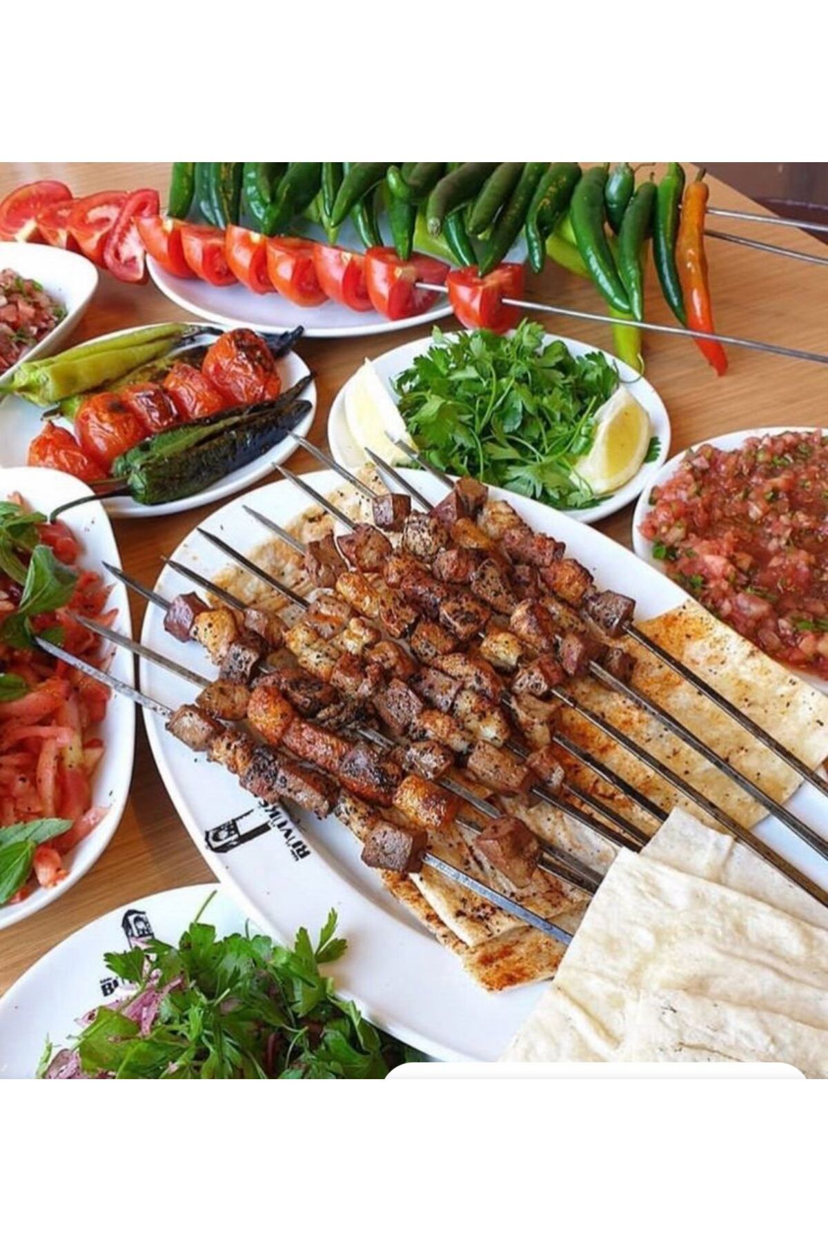 YILMAZNARGİLE 10 Adet Kuşbaşı Şişi 60 cm ,Et Mangal Yassı Şiş,Mangal Kuşbaşı Şişi,Barbekü Şişi