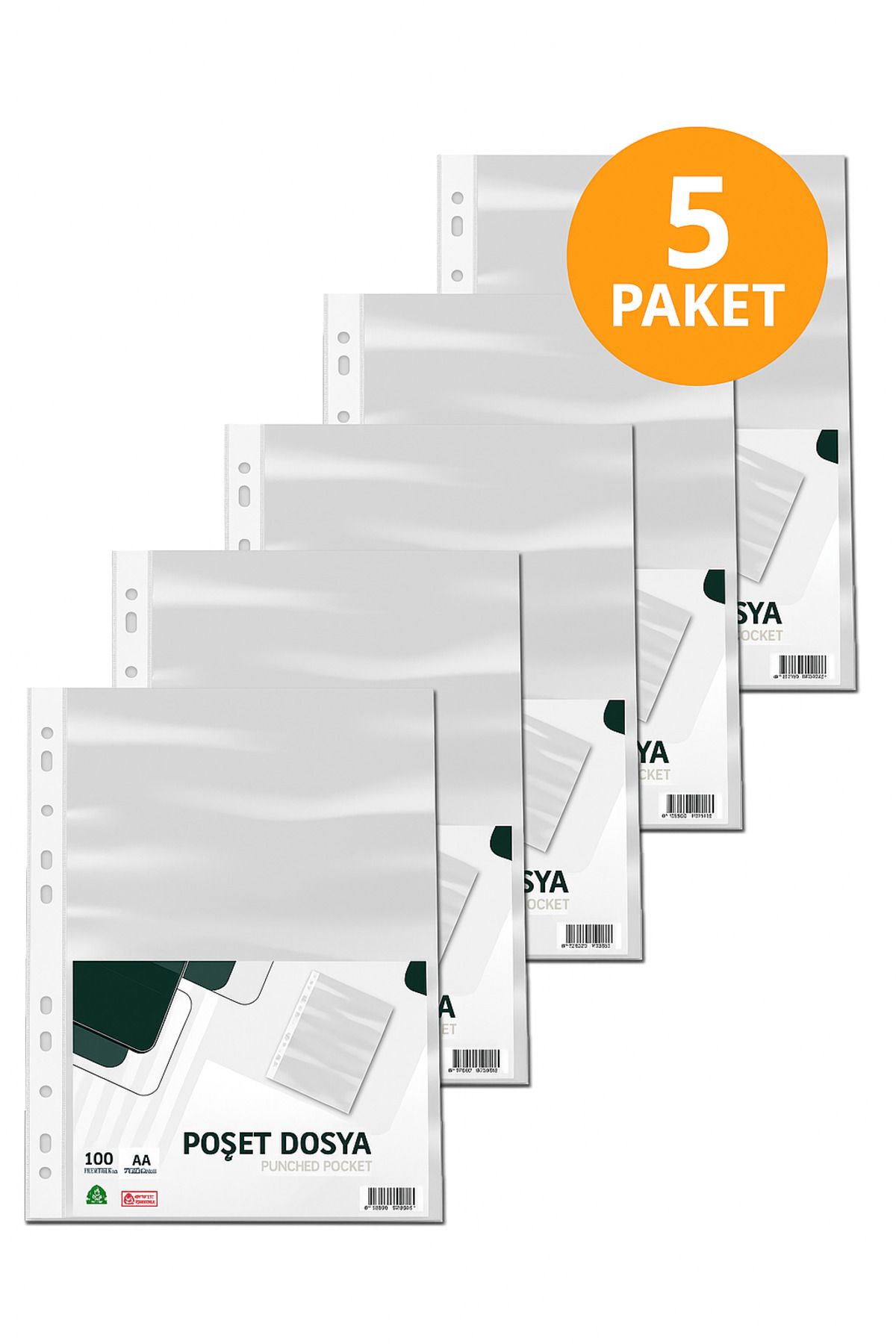 ANI OFİS KIRTASİYE A K Şeffaf Poşet Dosya 100'Lü - 5 Paket - Delikli, Klasör Uyumlu (A4)