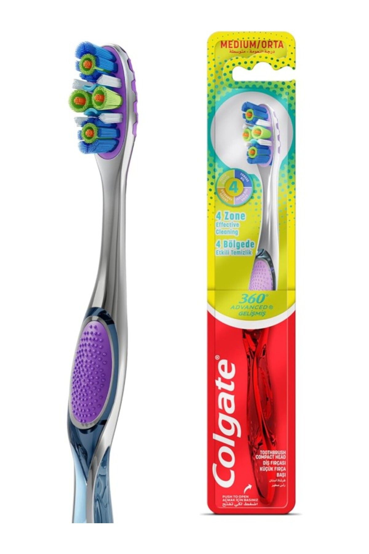 ShopZum Colgate 360 Gelişmiş 4 Yönlü Koruma Orta Diş Fırçası Asorti