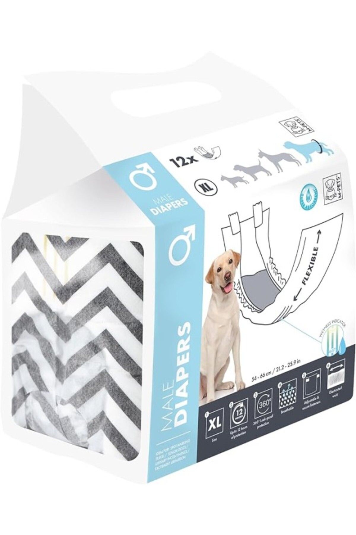 ShopZum M-pets Diapers Erkek Köpekler Için Külot Xl 12&amp;apos;li