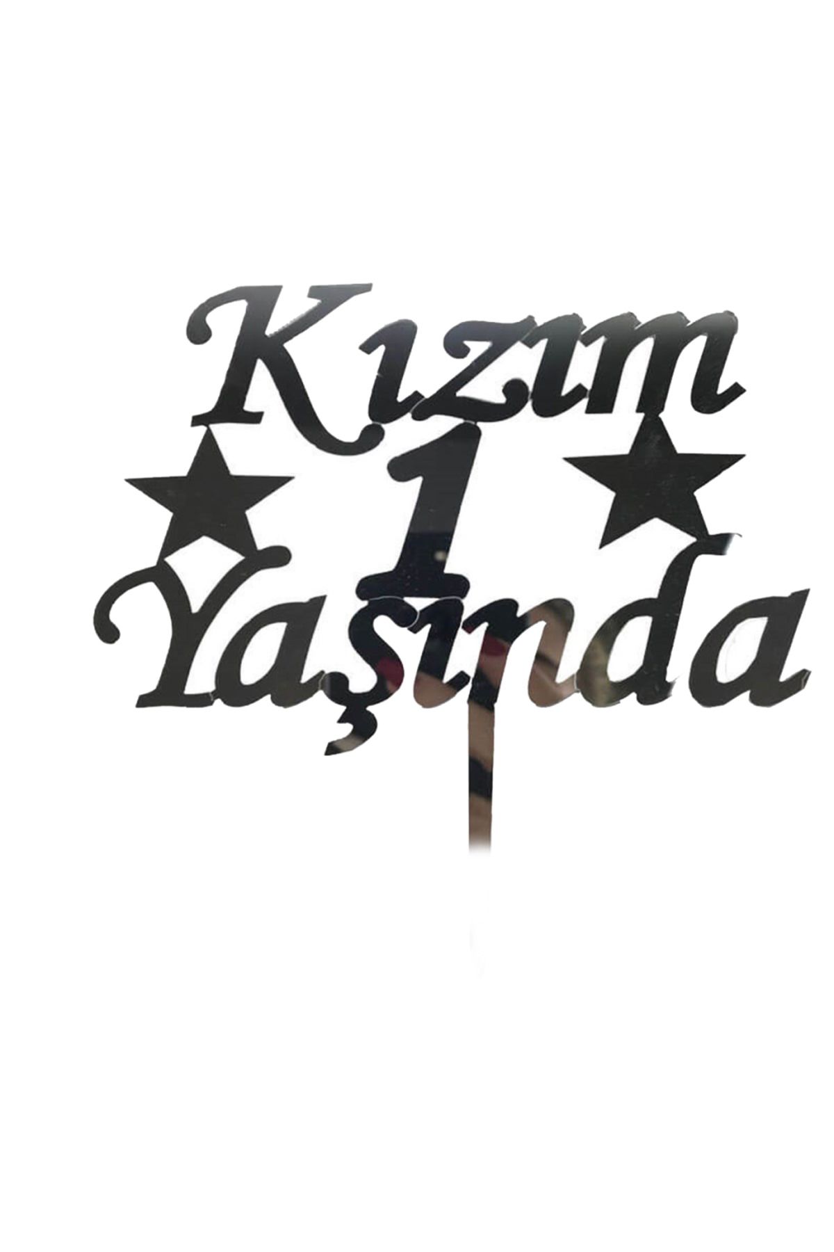 NEZADE STORE Kızım 1 Yaşında İlk Yaş Doğum Günü Partisi Pleksi Pasta Süsü Gümüş Renk