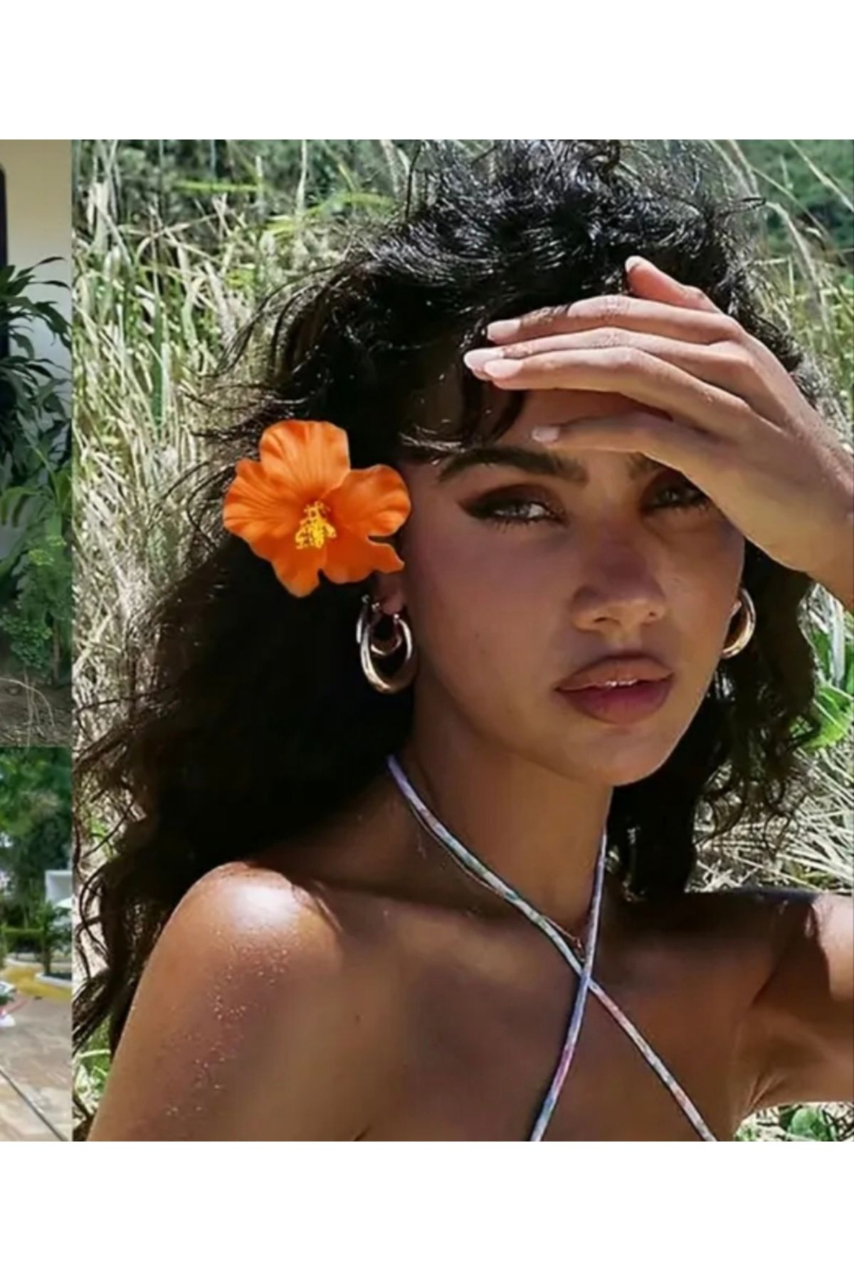 Freya 1 Adet Turuncu Maldivler Esintisi Bahar ve Yaz için Hibisküs Çiçeği Toka