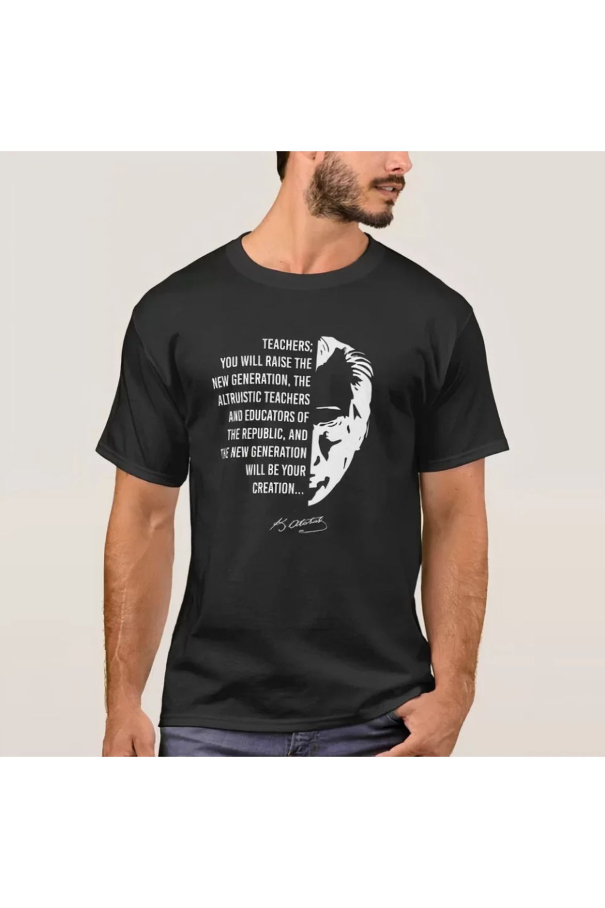 DEAG 24 Kasım Öğretmenler Günü Baskılı T-shirt - Siyah