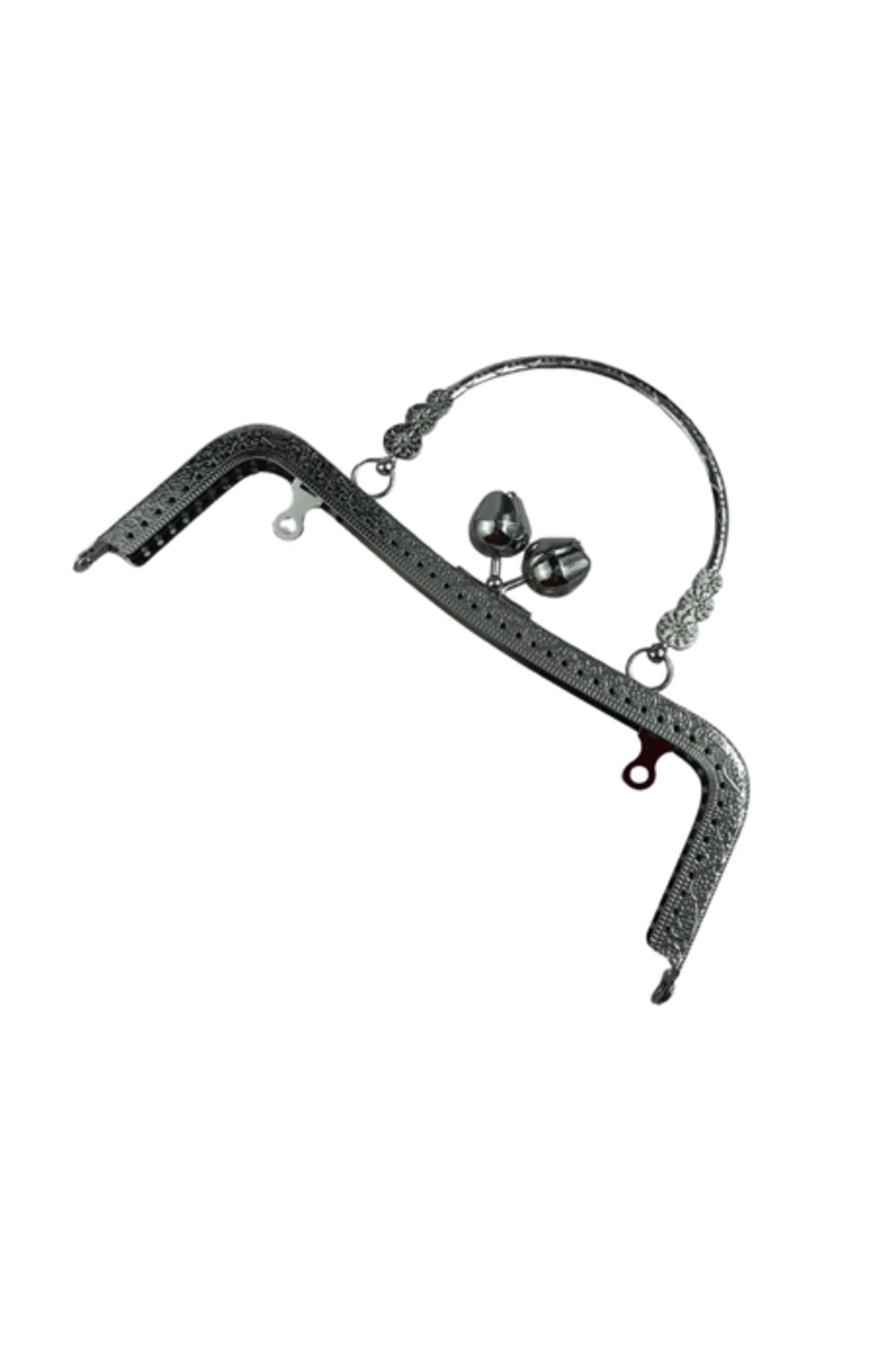 ÇANTA Lale Motifli Saplı Metal Çanta Bursu 20 cm - El Çantası Klipsi Aksesuarı