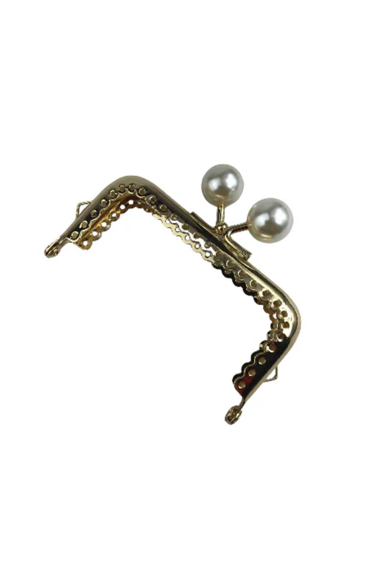 ÇANTA İncili Metal Cüzdan Bursu Kavisli (8 cm / 10 cm) - Cüzdan Klipsi Aksesuarı