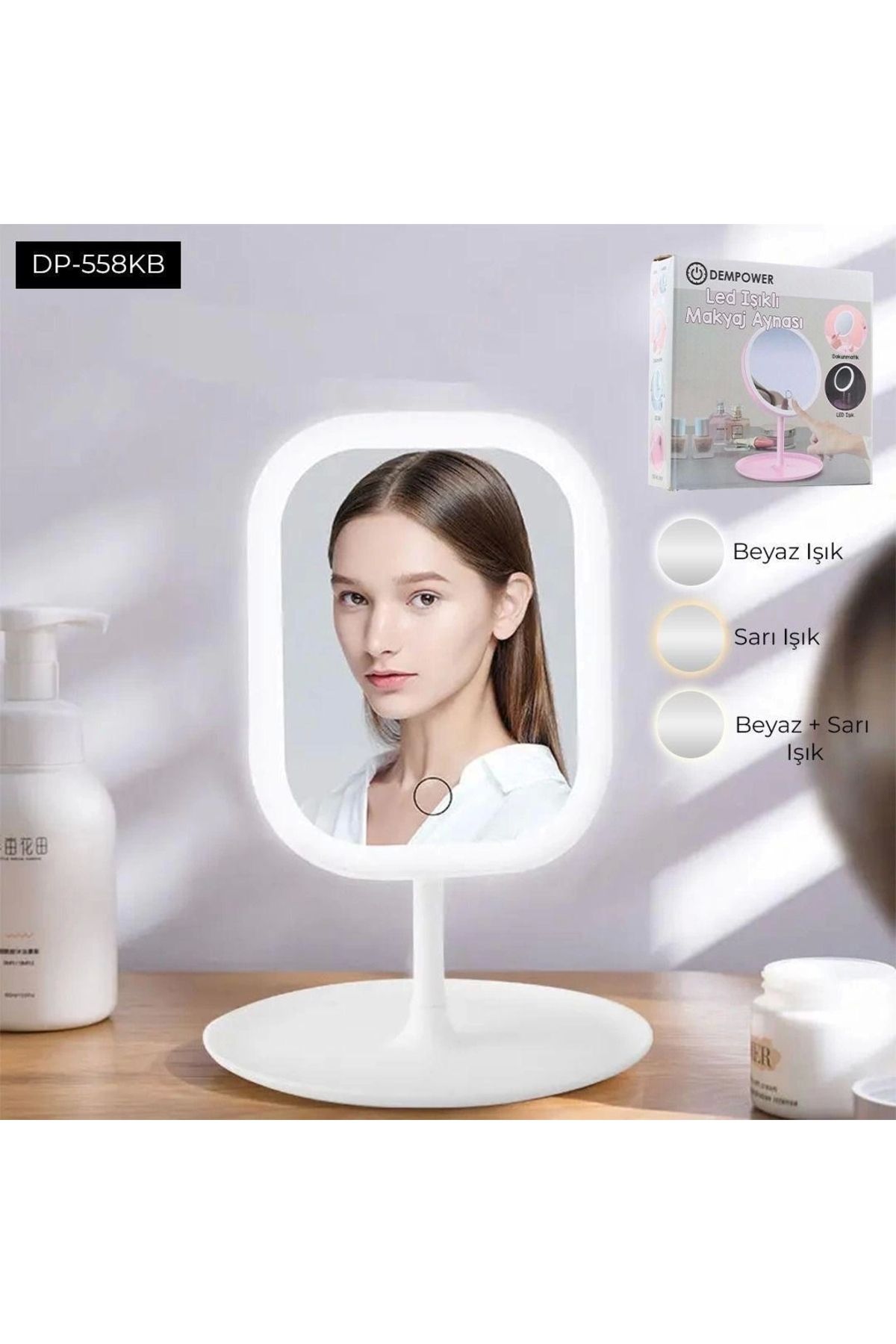 GLIMMERY Kare Uzun Işıklı Makyaj Aynası